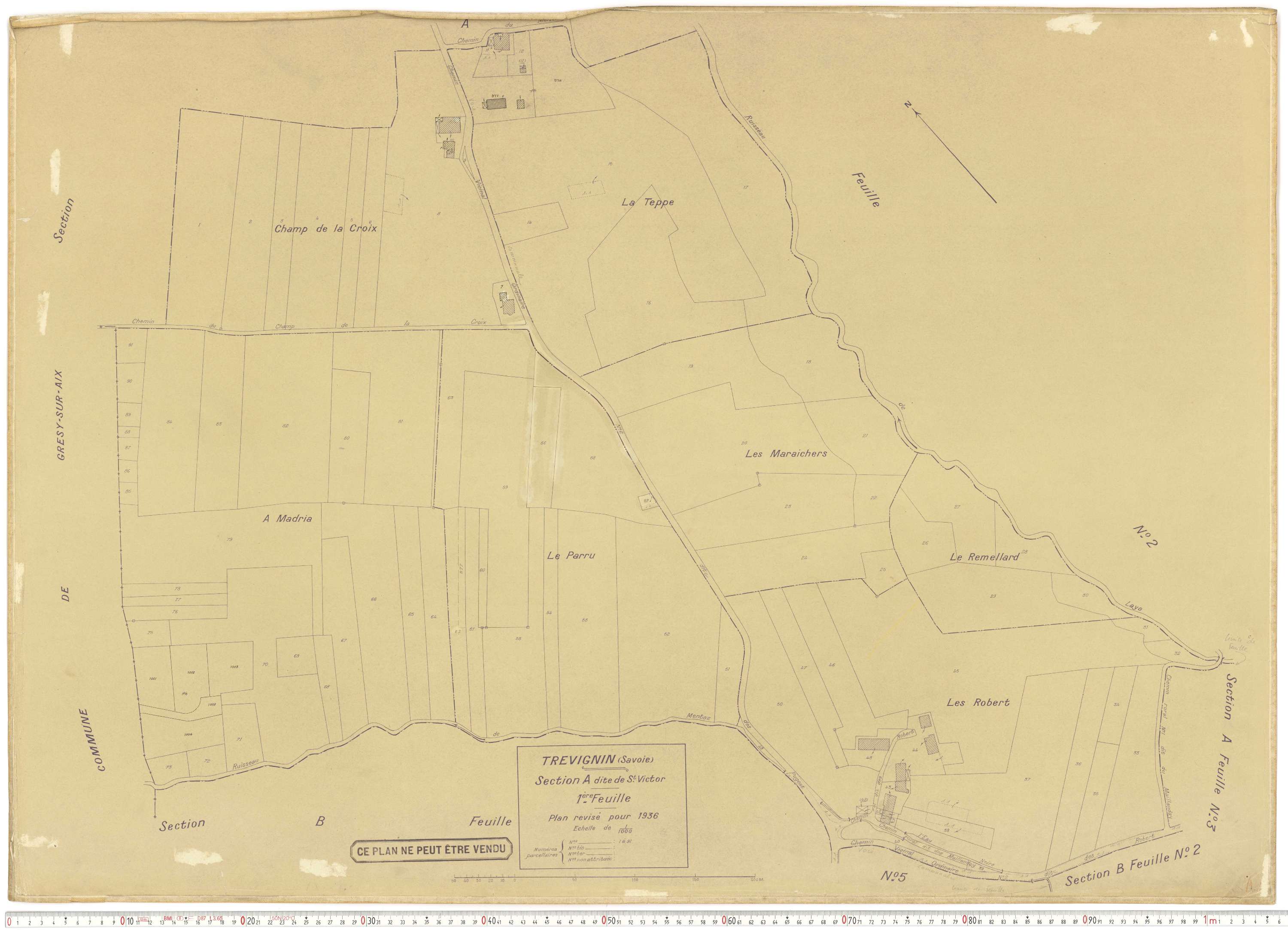 Trévignin - Plans cadastraux du cadastre rénové.