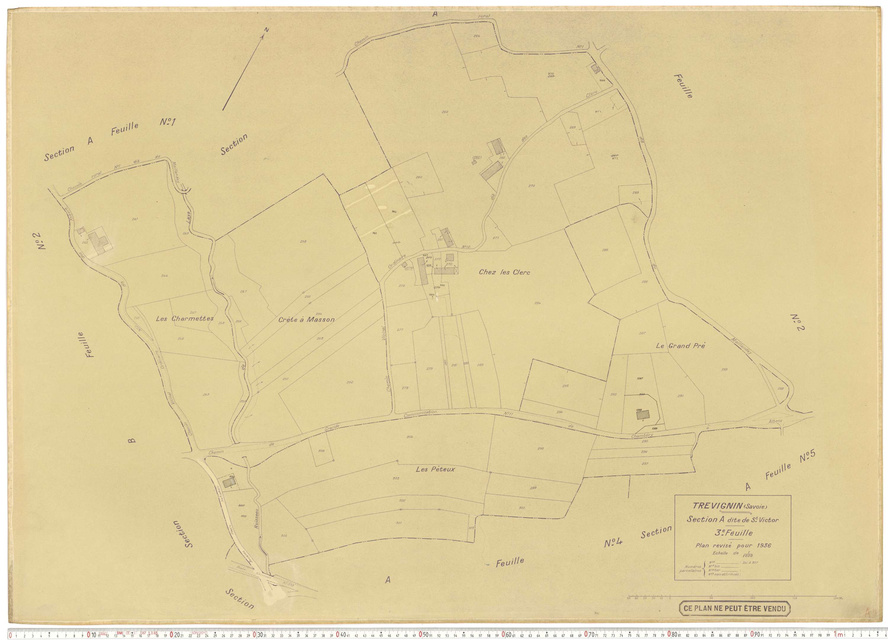 Trévignin - Plans cadastraux du cadastre rénové.