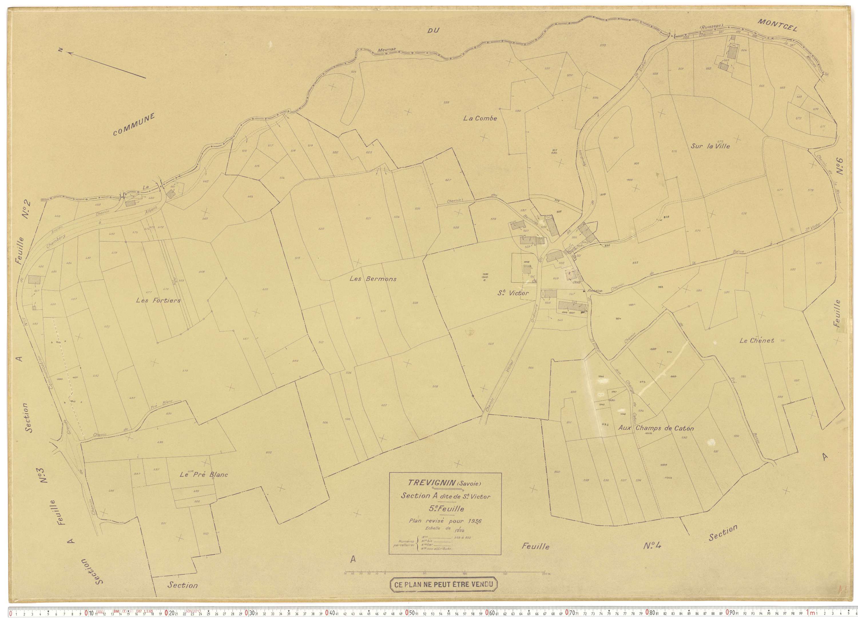 Trévignin - Plans cadastraux du cadastre rénové.