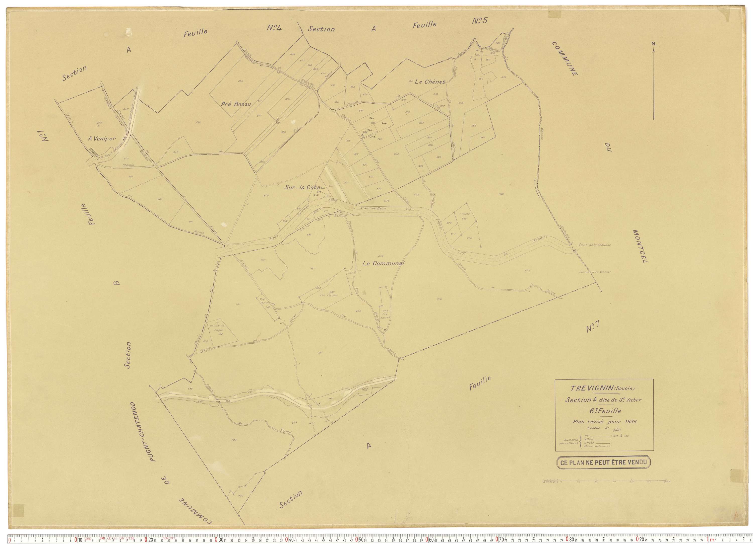Trévignin - Plans cadastraux du cadastre rénové.