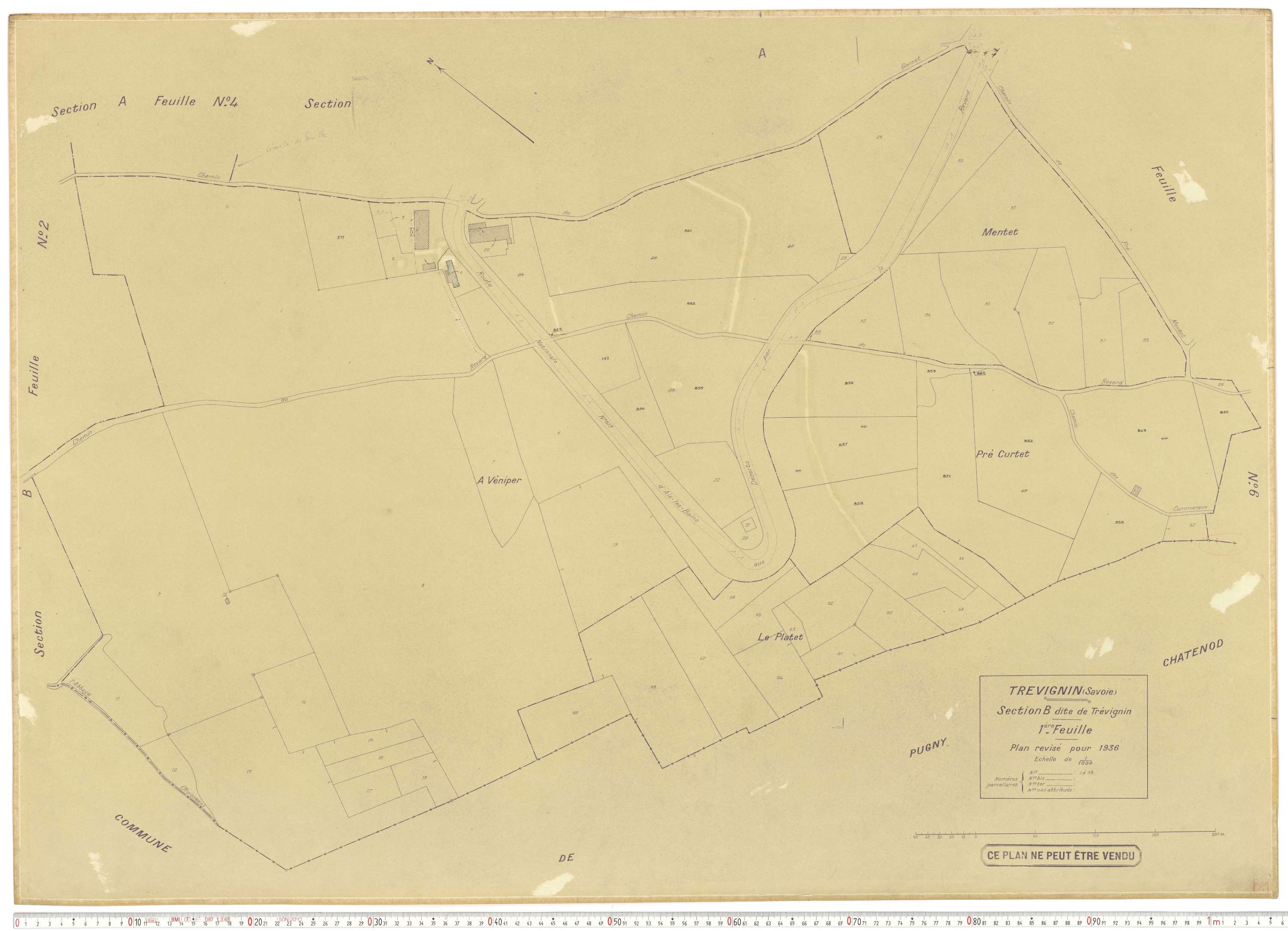 Trévignin - Plans cadastraux du cadastre rénové.