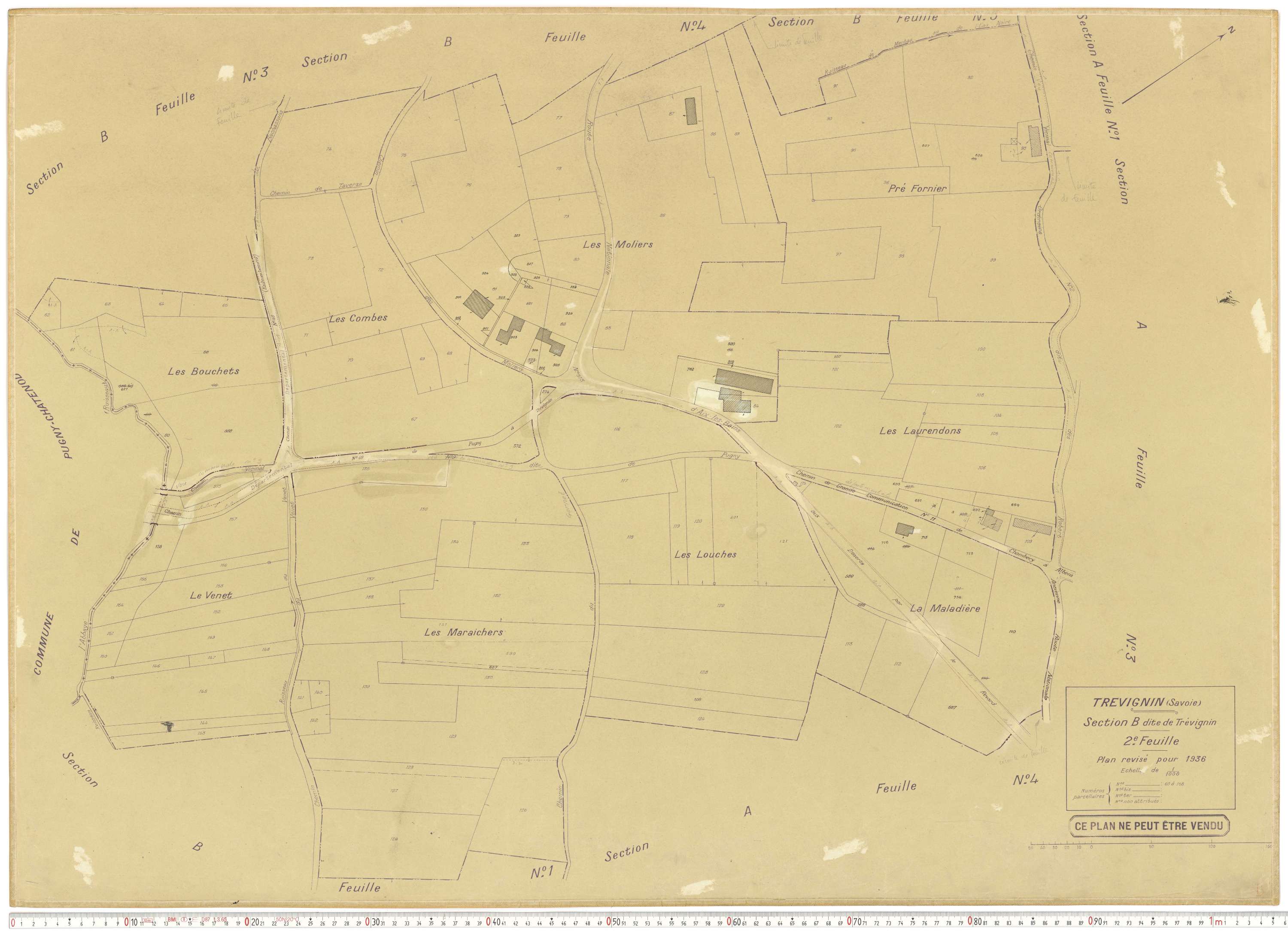 Trévignin - Plans cadastraux du cadastre rénové.