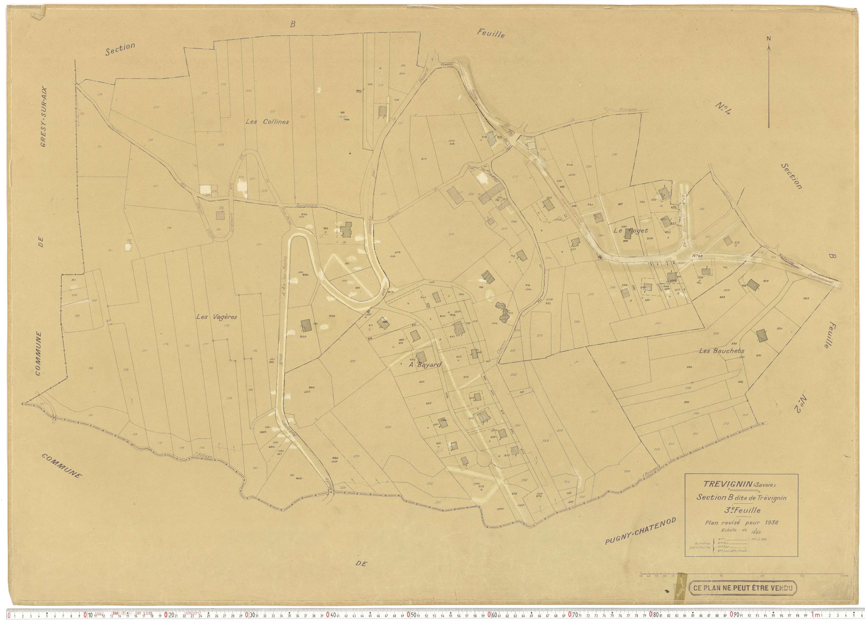 Trévignin - Plans cadastraux du cadastre rénové.