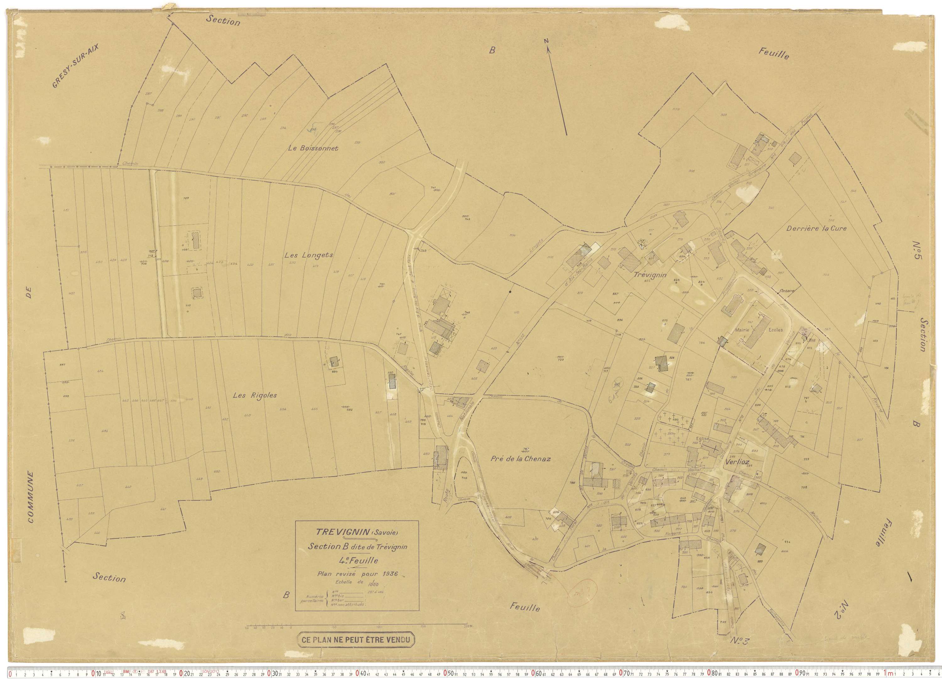 Trévignin - Plans cadastraux du cadastre rénové.