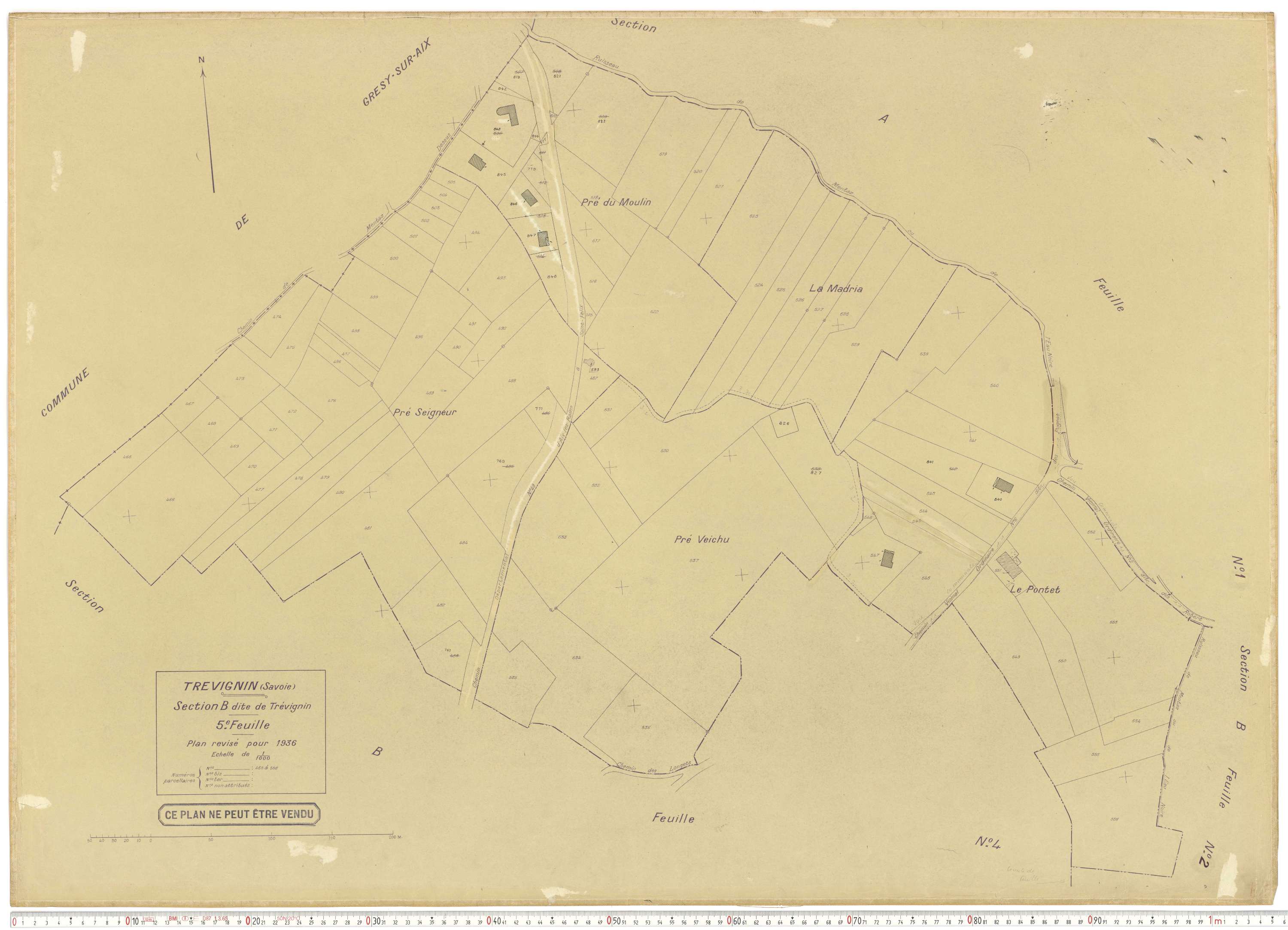 Trévignin - Plans cadastraux du cadastre rénové.