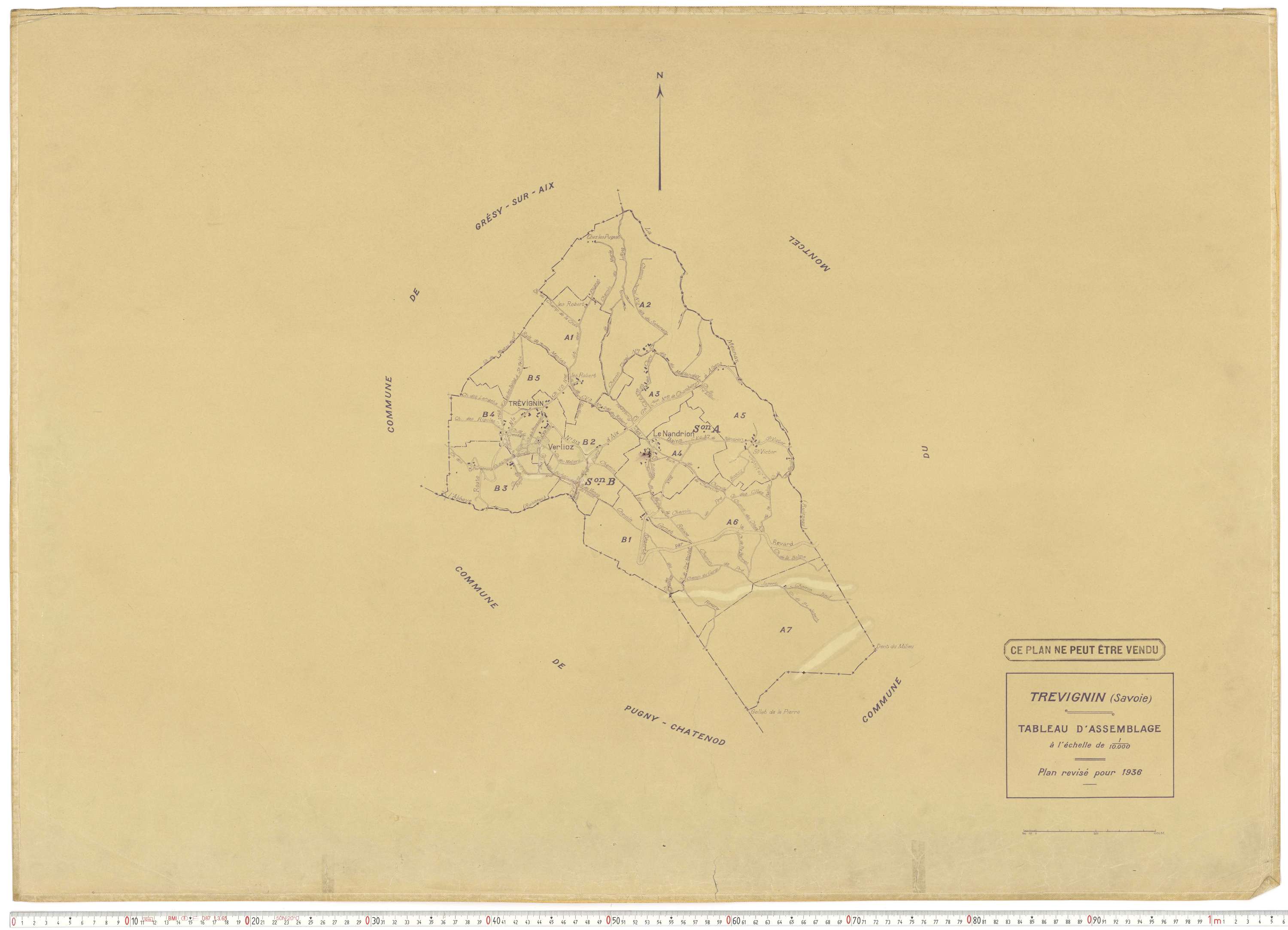 Trévignin - Plans cadastraux du cadastre rénové.