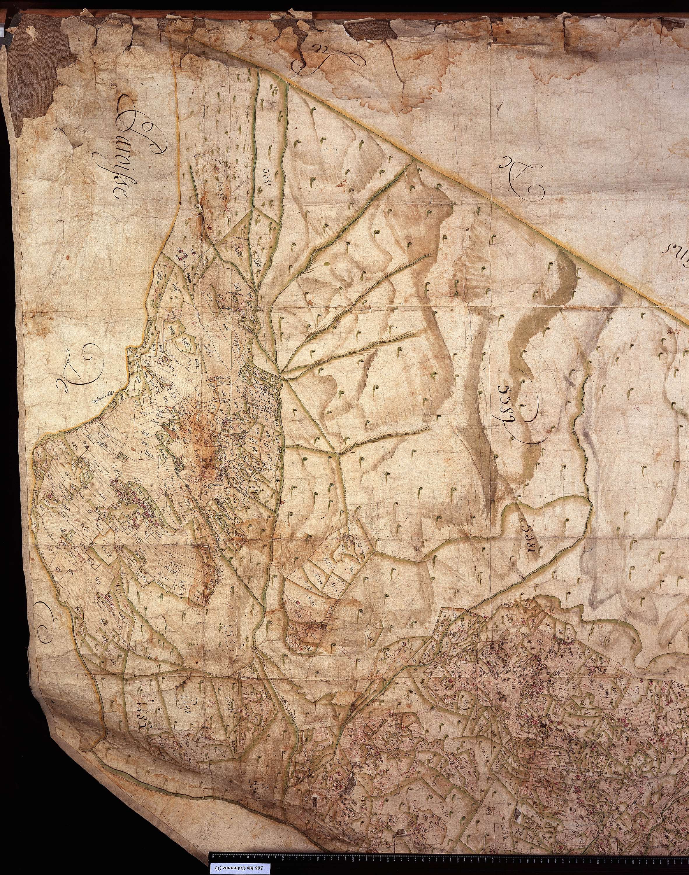 Ugine - Copie de la mappe originale (plan cadastral) de la commune d’Héry-sur-Ugines. Signée Cocelli, directeur de la péréquation.