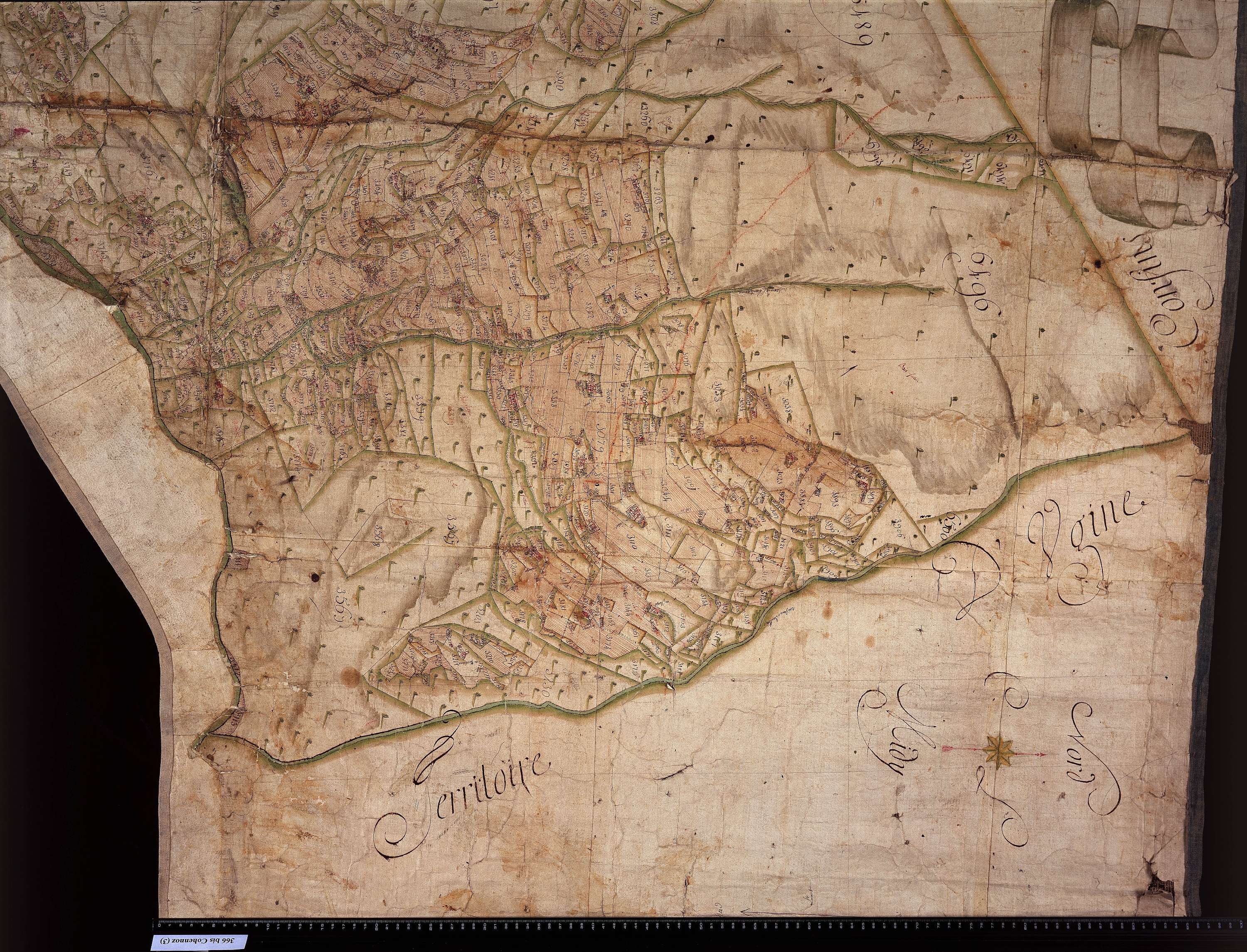 Ugine - Copie de la mappe originale (plan cadastral) de la commune d’Héry-sur-Ugines. Signée Cocelli, directeur de la péréquation.