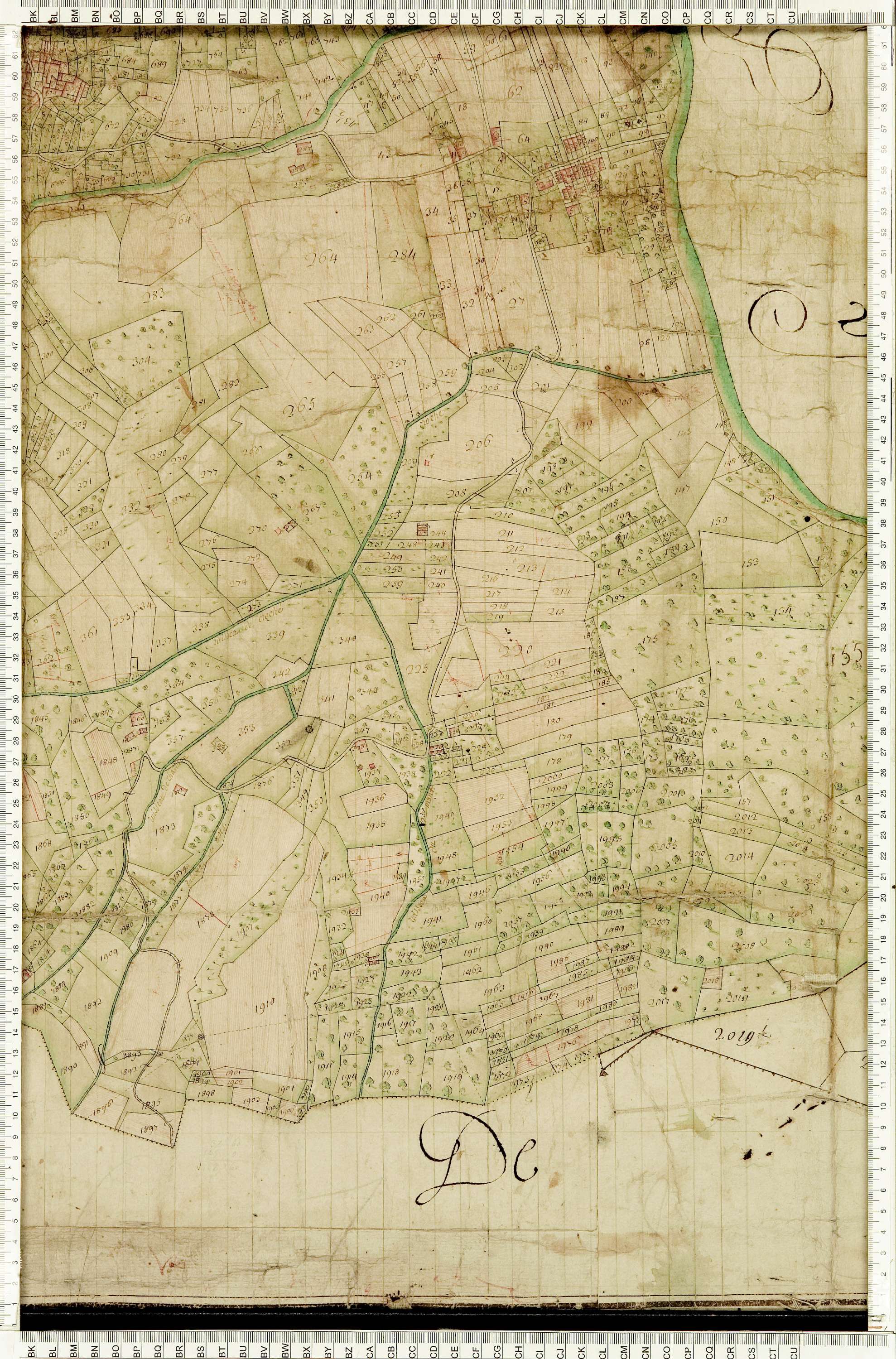 Ugine - Copie de la mappe originale (plan cadastral) de la commune d’Outrechaise. Signée Cocelli, directeur de la péréquation.