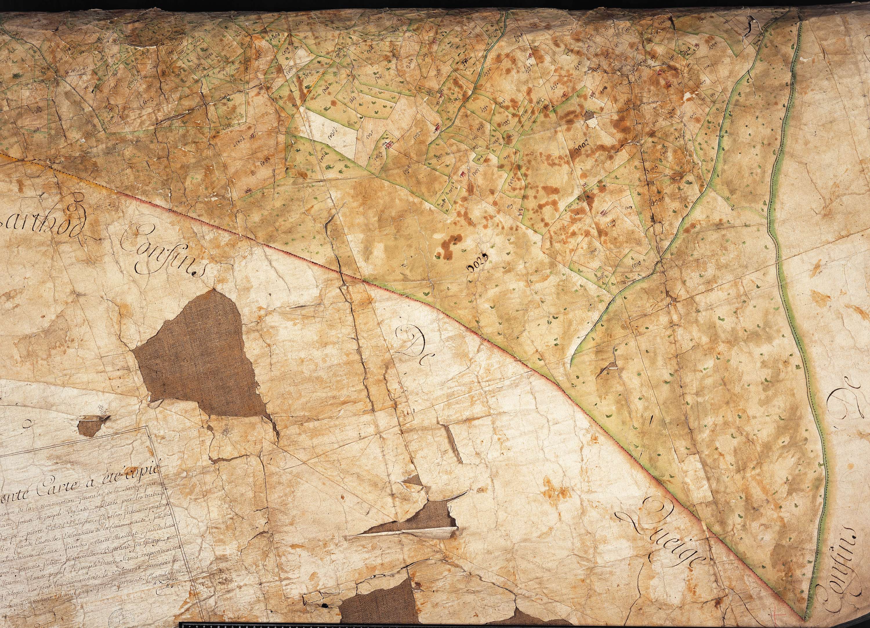Ugine - Copie de la mappe originale (plan cadastral) de la commune d’Ugines. Signée Cocelli, directeur de la péréquation.