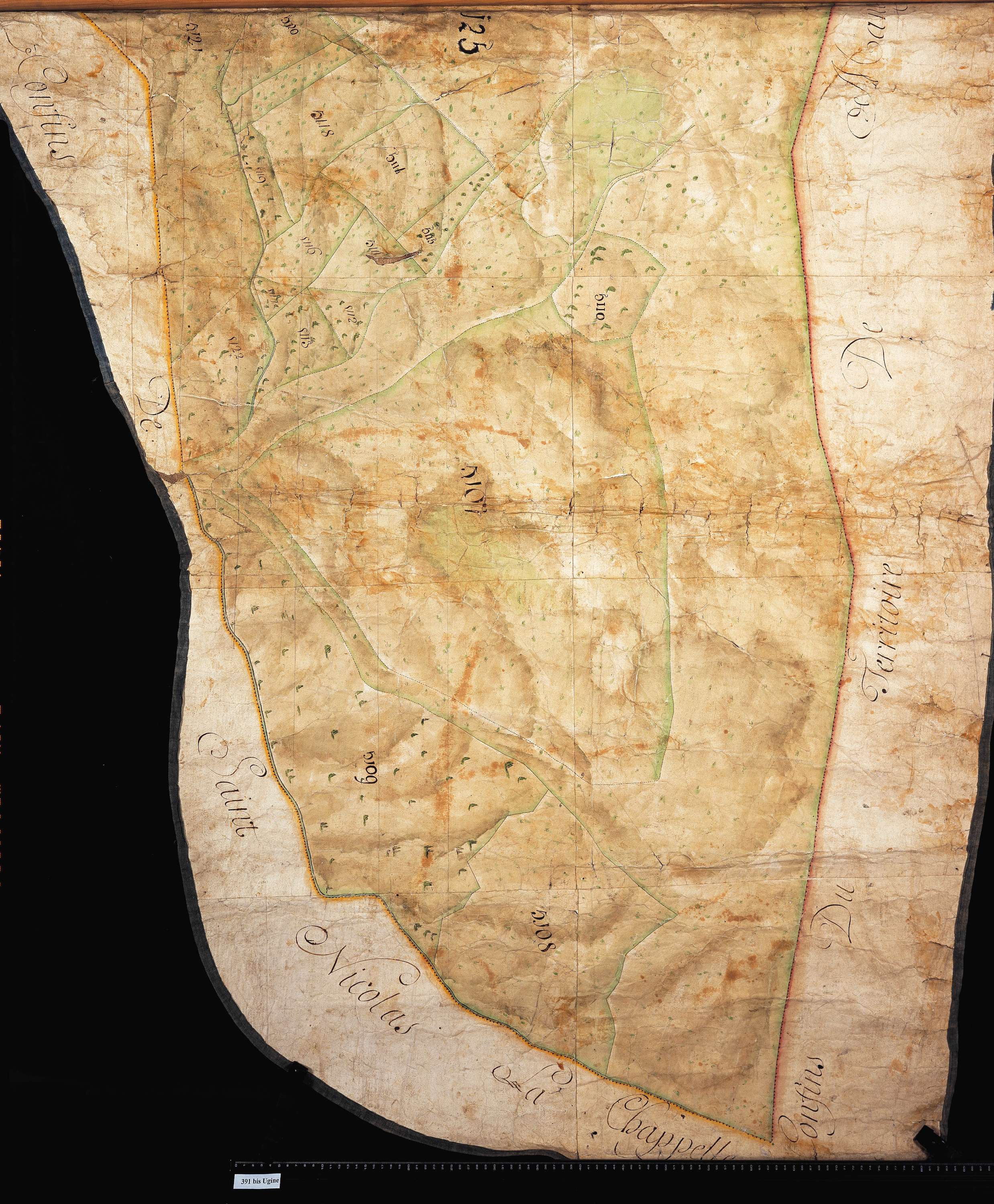 Ugine - Copie de la mappe originale (plan cadastral) de la commune d’Ugines. Signée Cocelli, directeur de la péréquation.