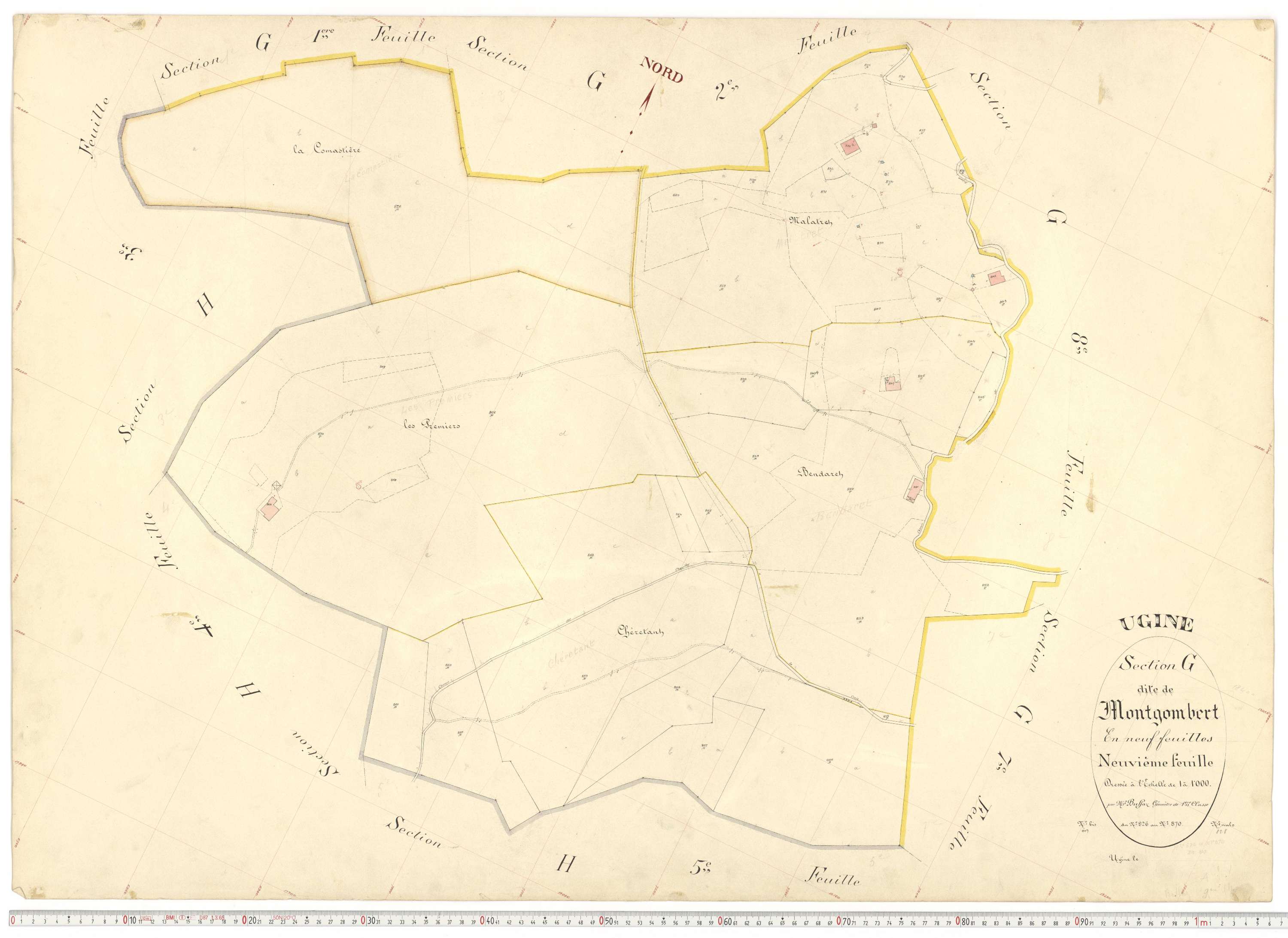 Ugine - Plans cadastraux du premier cadastre français.
