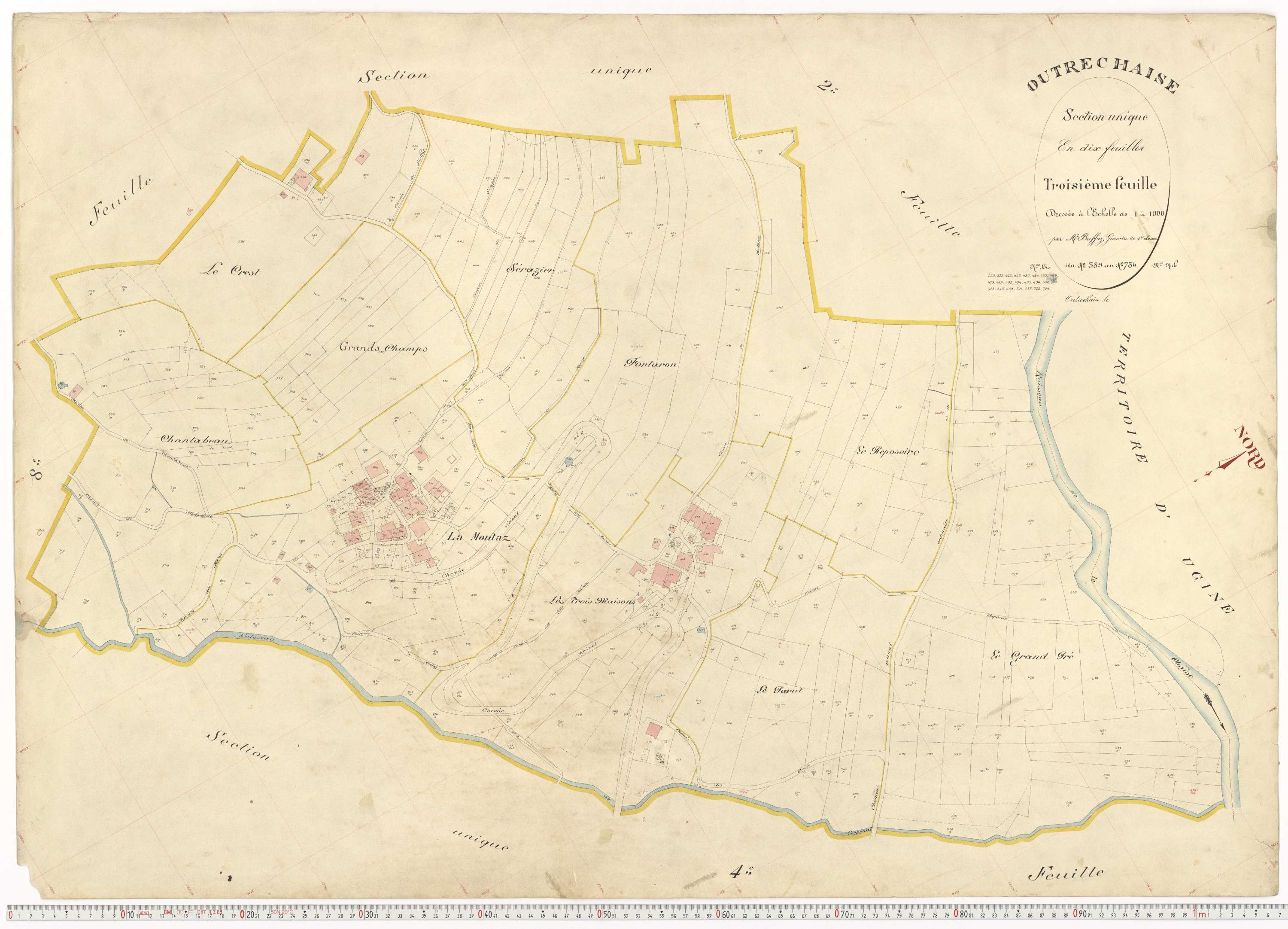 Ugine - Plans cadastraux du premier cadastre français.