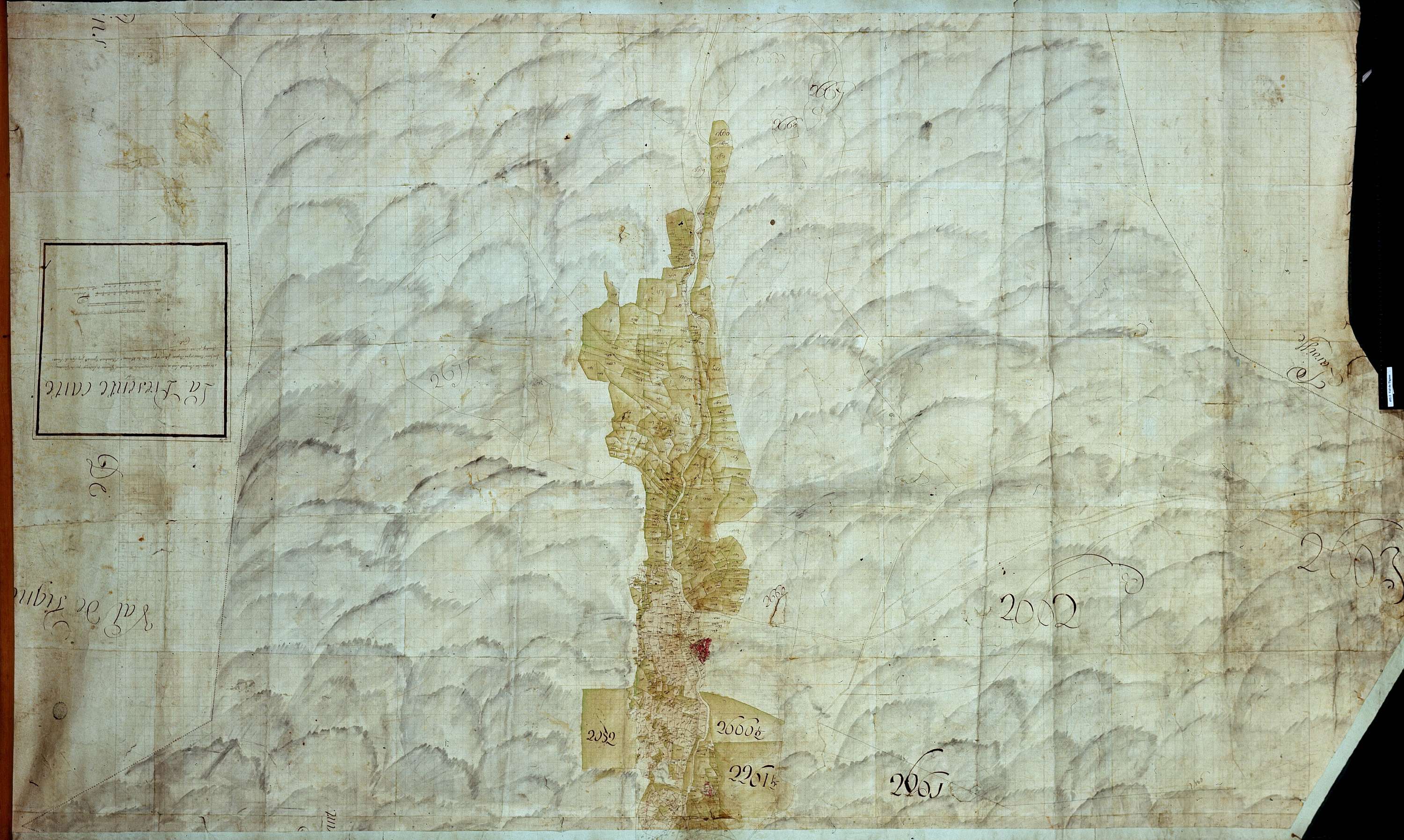 Val-d'Isère - Copie de la mappe originale (plan cadastral) de la commune de Val-de-Tignes. Signée Cocelli, directeur de la péréquation.