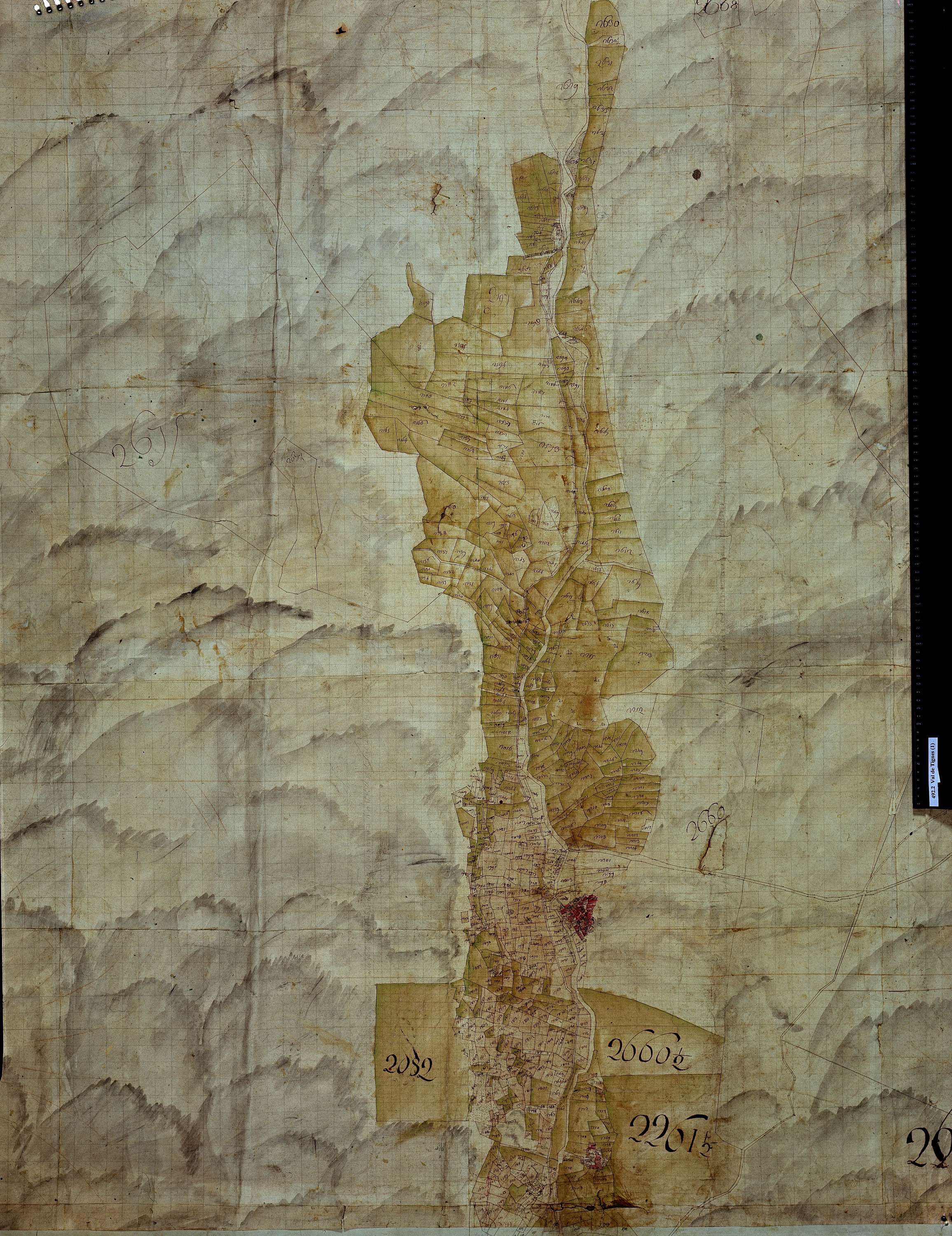 Val-d'Isère - Copie de la mappe originale (plan cadastral) de la commune de Val-de-Tignes. Signée Cocelli, directeur de la péréquation.