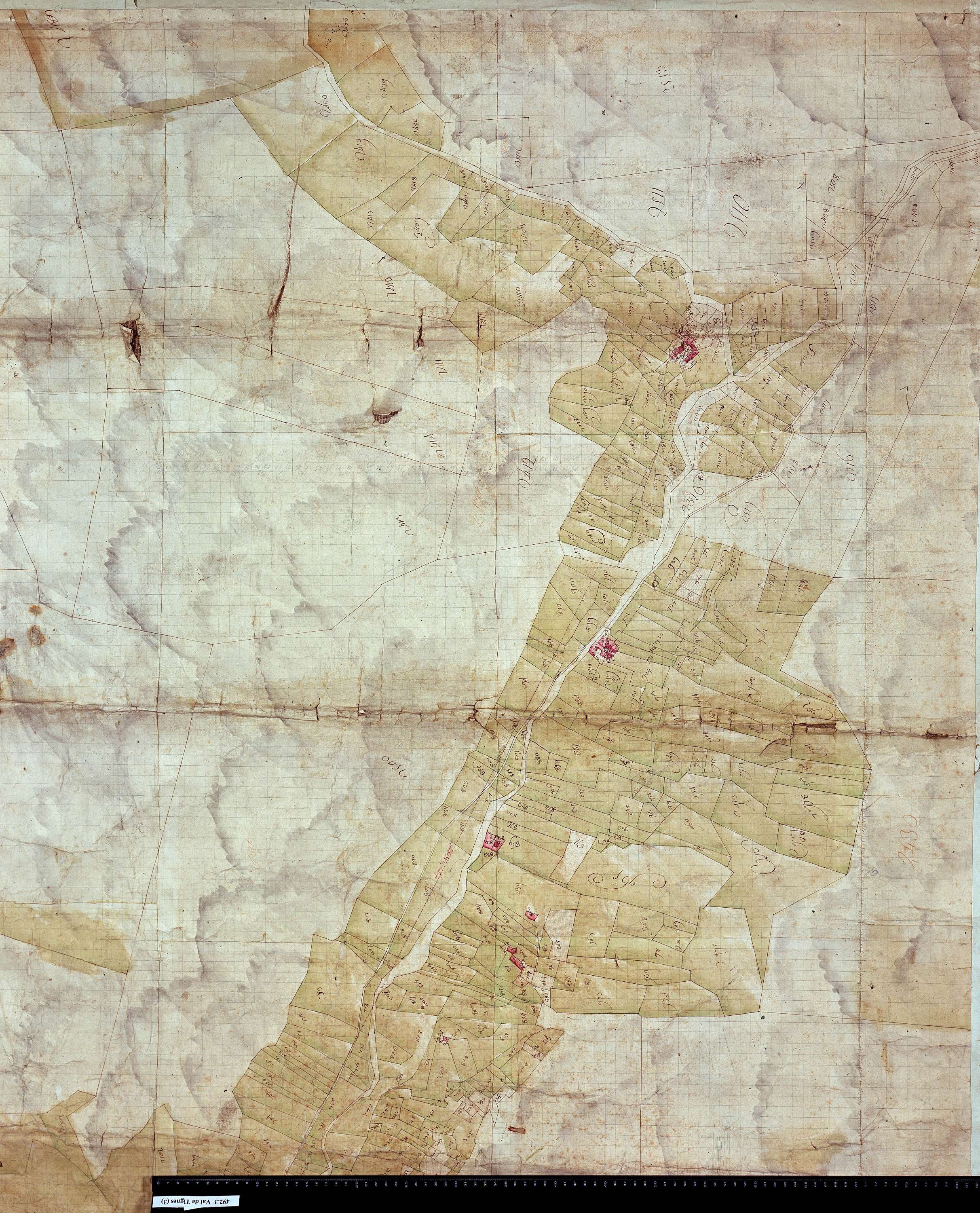 Val-d'Isère - Copie de la mappe originale (plan cadastral) de la commune de Val-de-Tignes. Signée Cocelli, directeur de la péréquation.