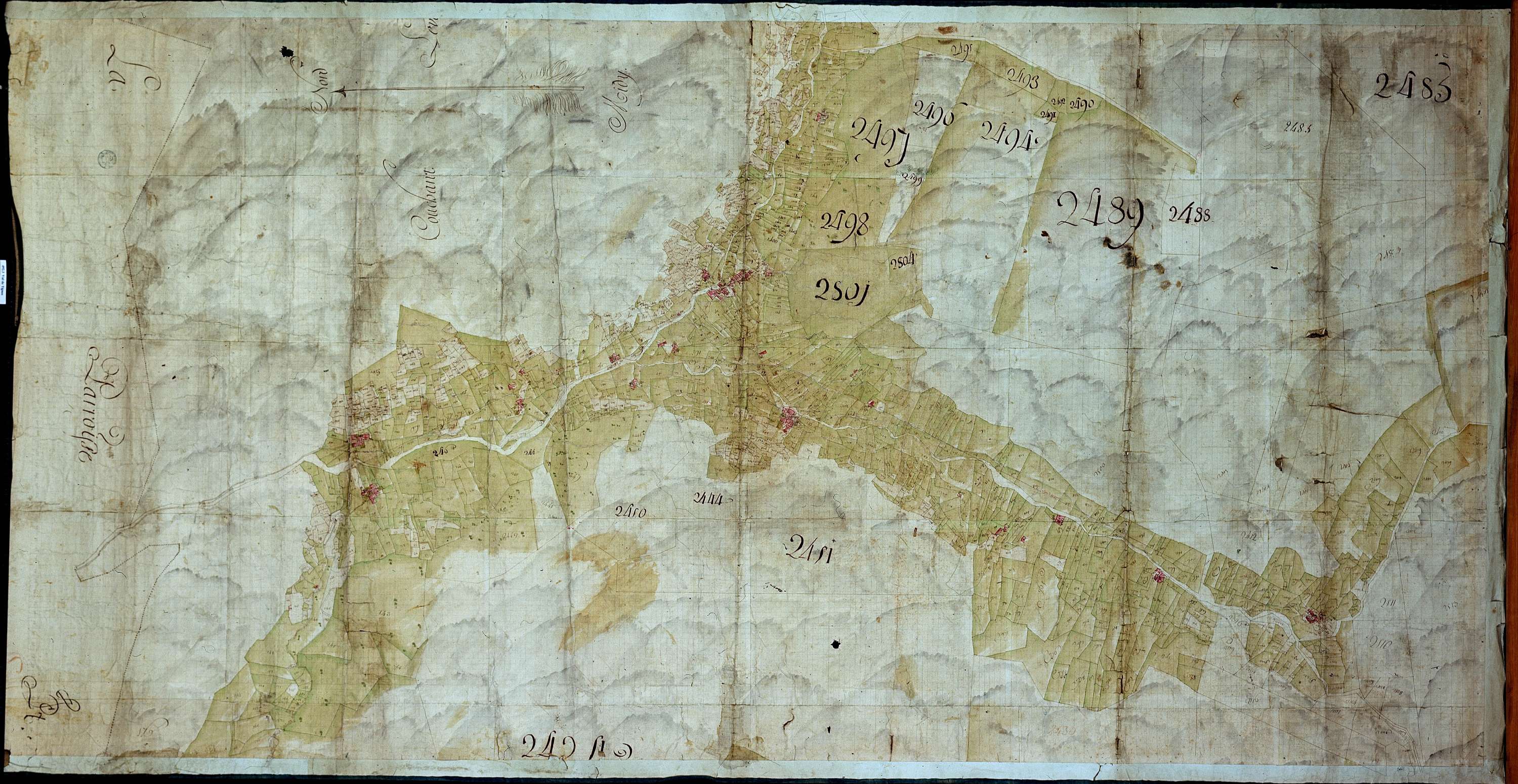 Val-d'Isère - Copie de la mappe originale (plan cadastral) de la commune de Val-de-Tignes. Signée Cocelli, directeur de la péréquation.