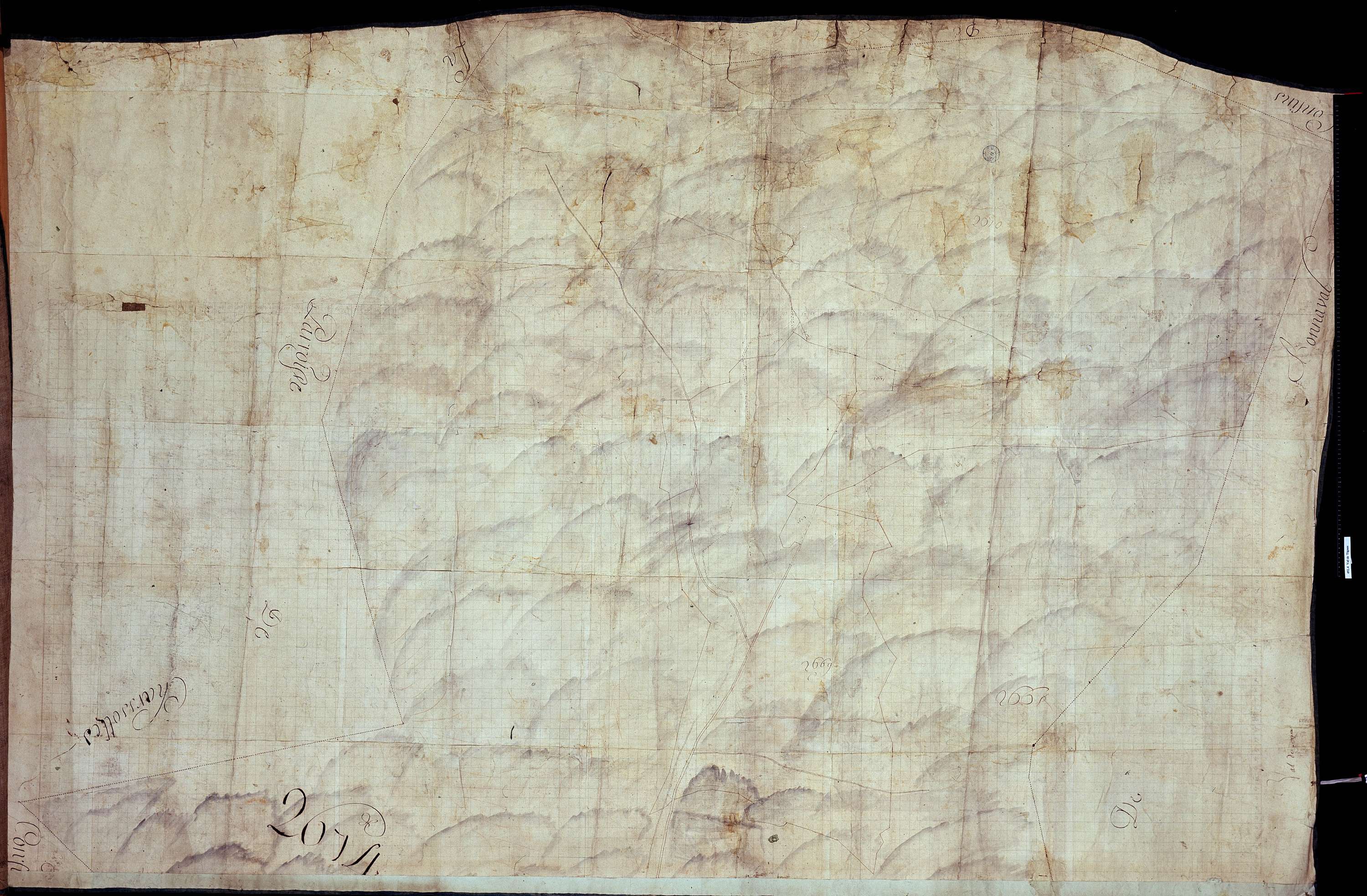 Val-d'Isère - Copie de la mappe originale (plan cadastral) de la commune de Val-de-Tignes. Signée Cocelli, directeur de la péréquation.
