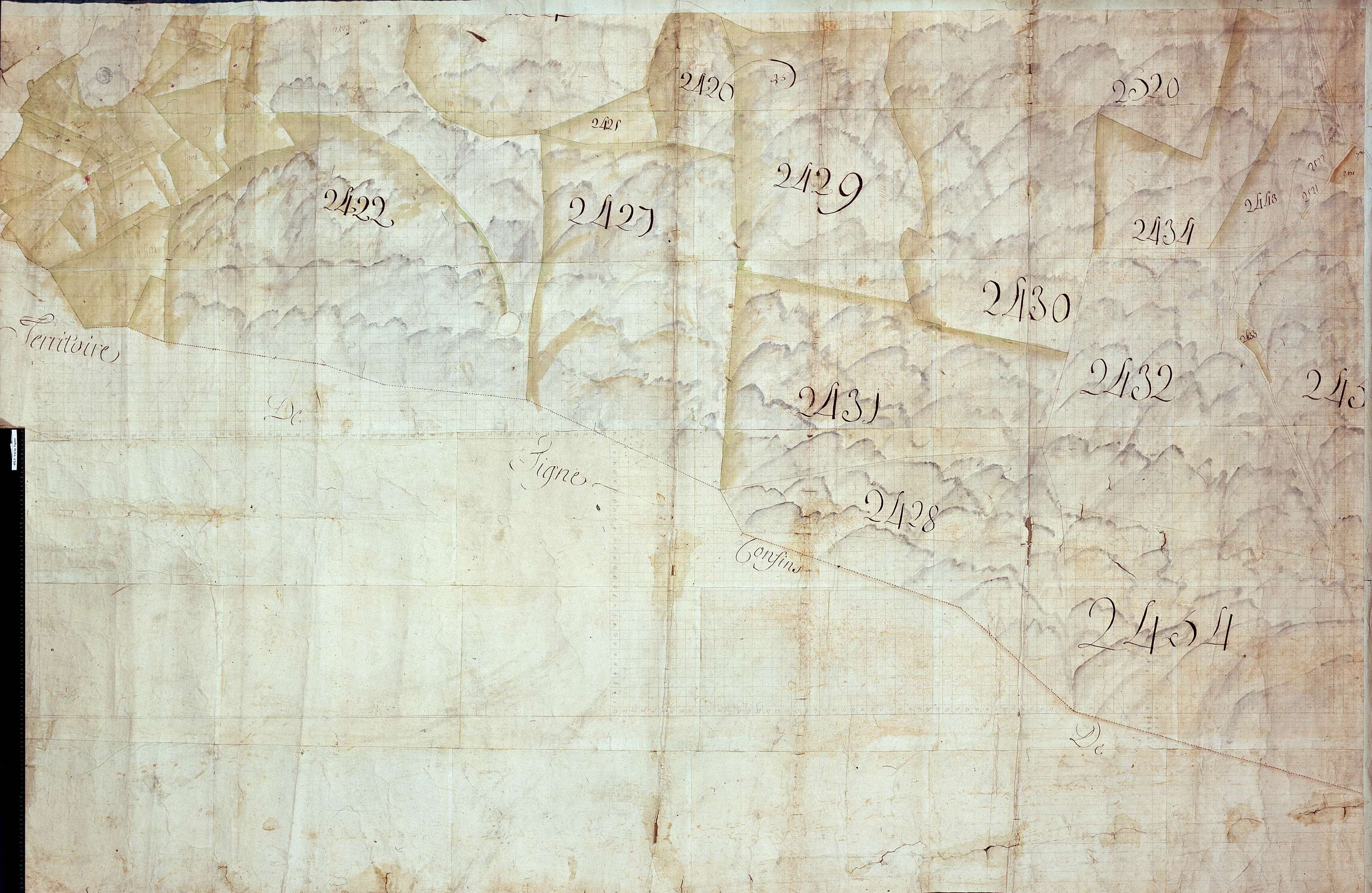 Val-d'Isère - Copie de la mappe originale (plan cadastral) de la commune de Val-de-Tignes. Signée Cocelli, directeur de la péréquation.