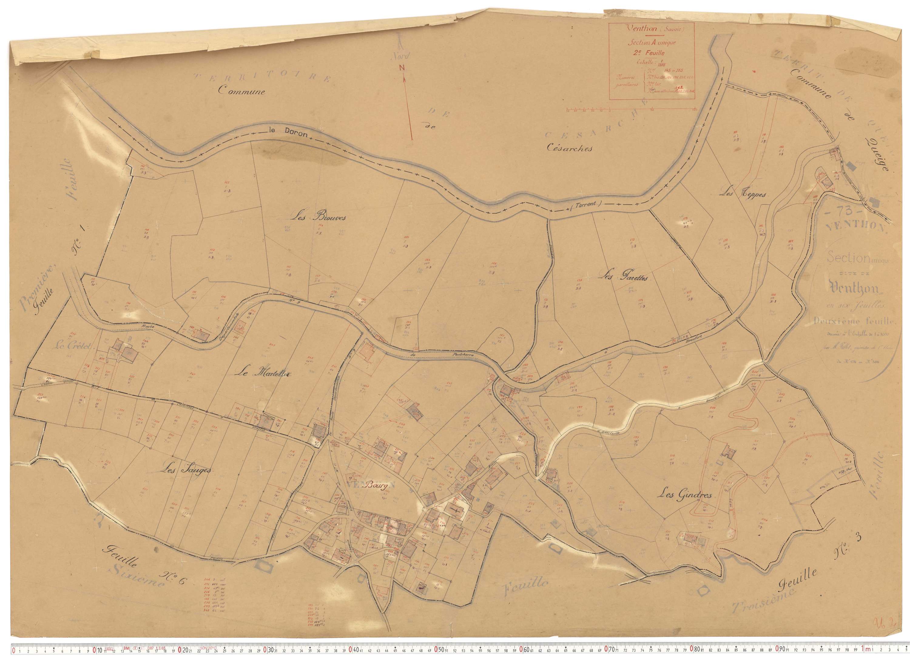 Venthon - Plans cadastraux du cadastre rénové.