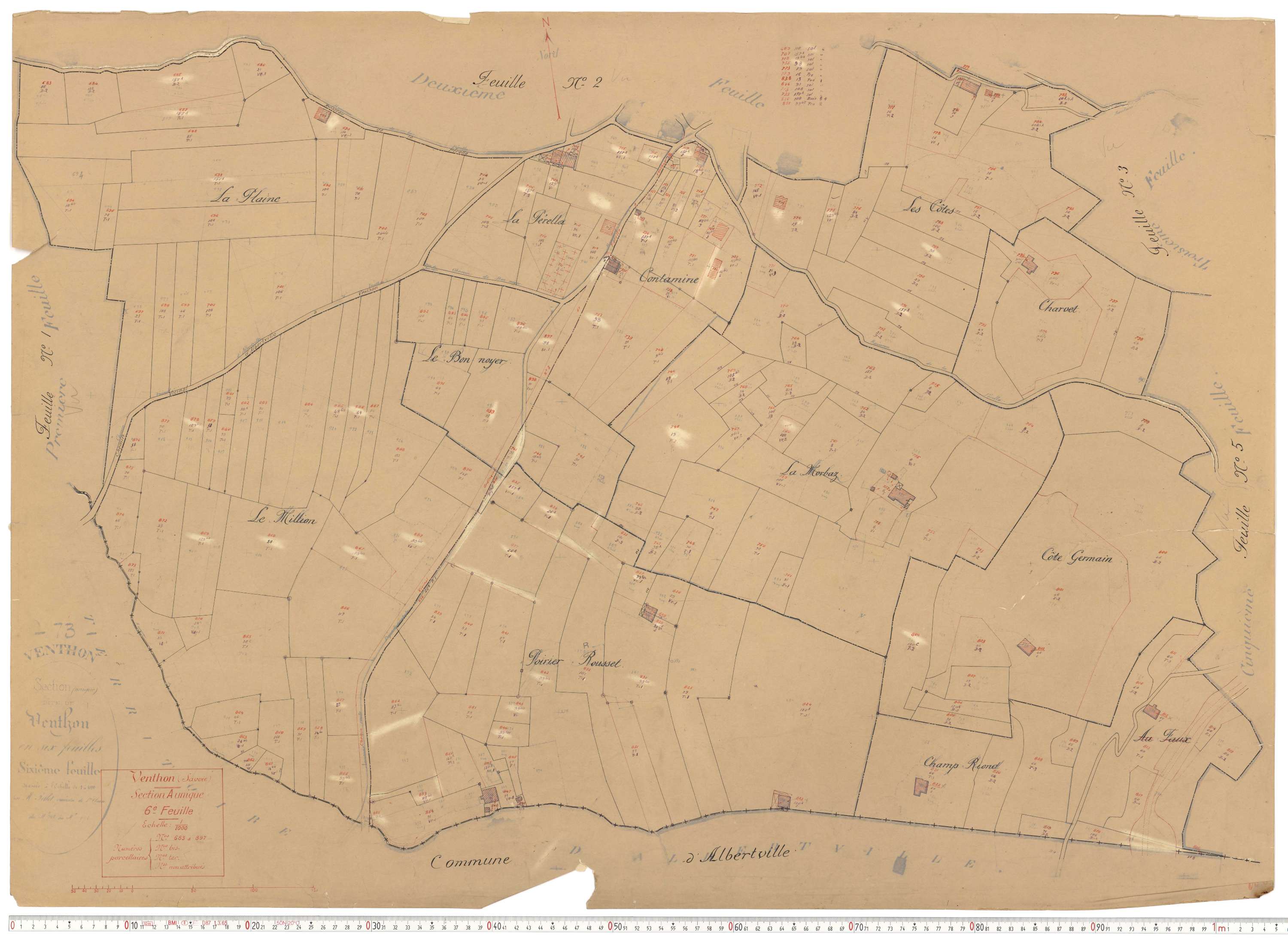 Venthon - Plans cadastraux du cadastre rénové.
