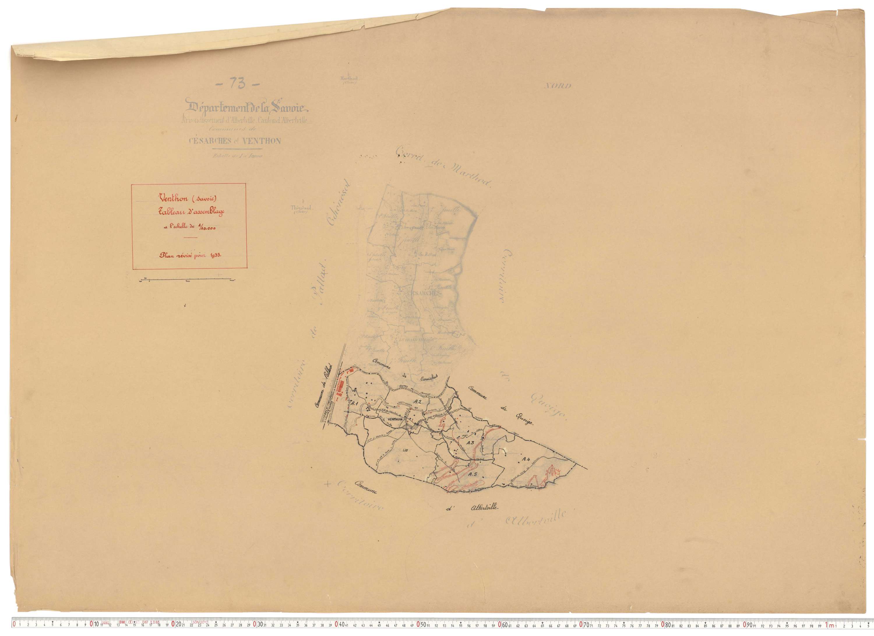 Venthon - Plans cadastraux du cadastre rénové.