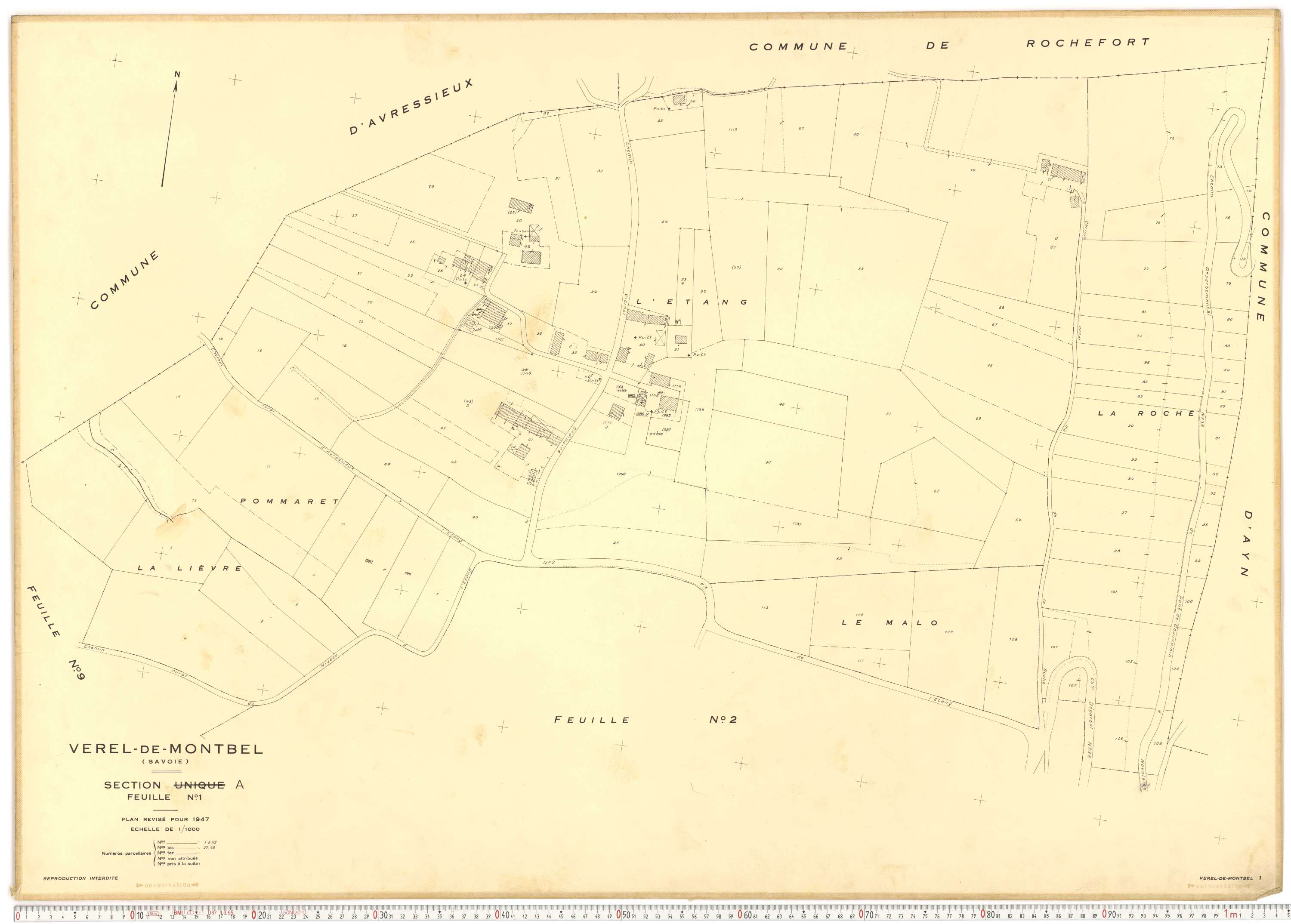 Verel-de-Montbel - Plans cadastraux du cadastre rénové.