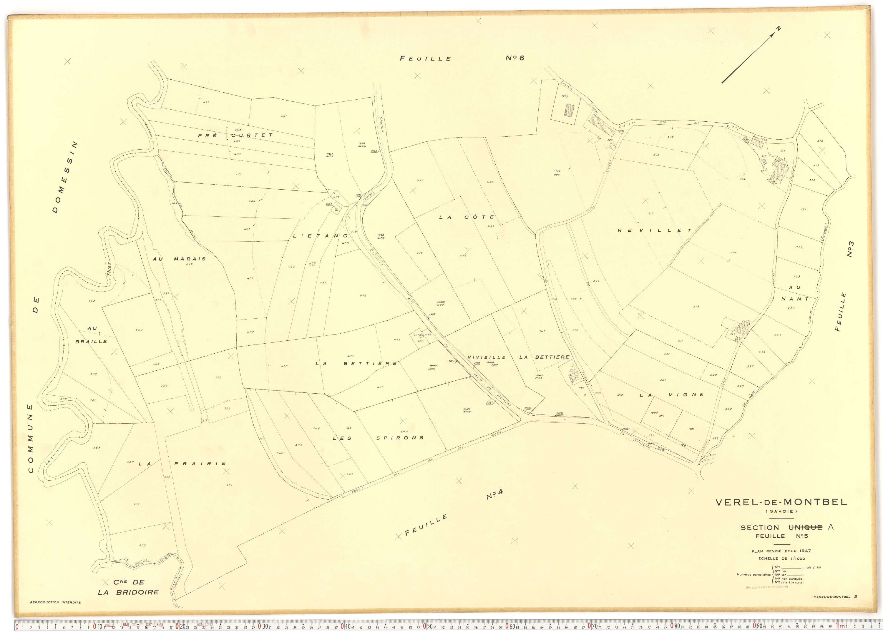 Verel-de-Montbel - Plans cadastraux du cadastre rénové.