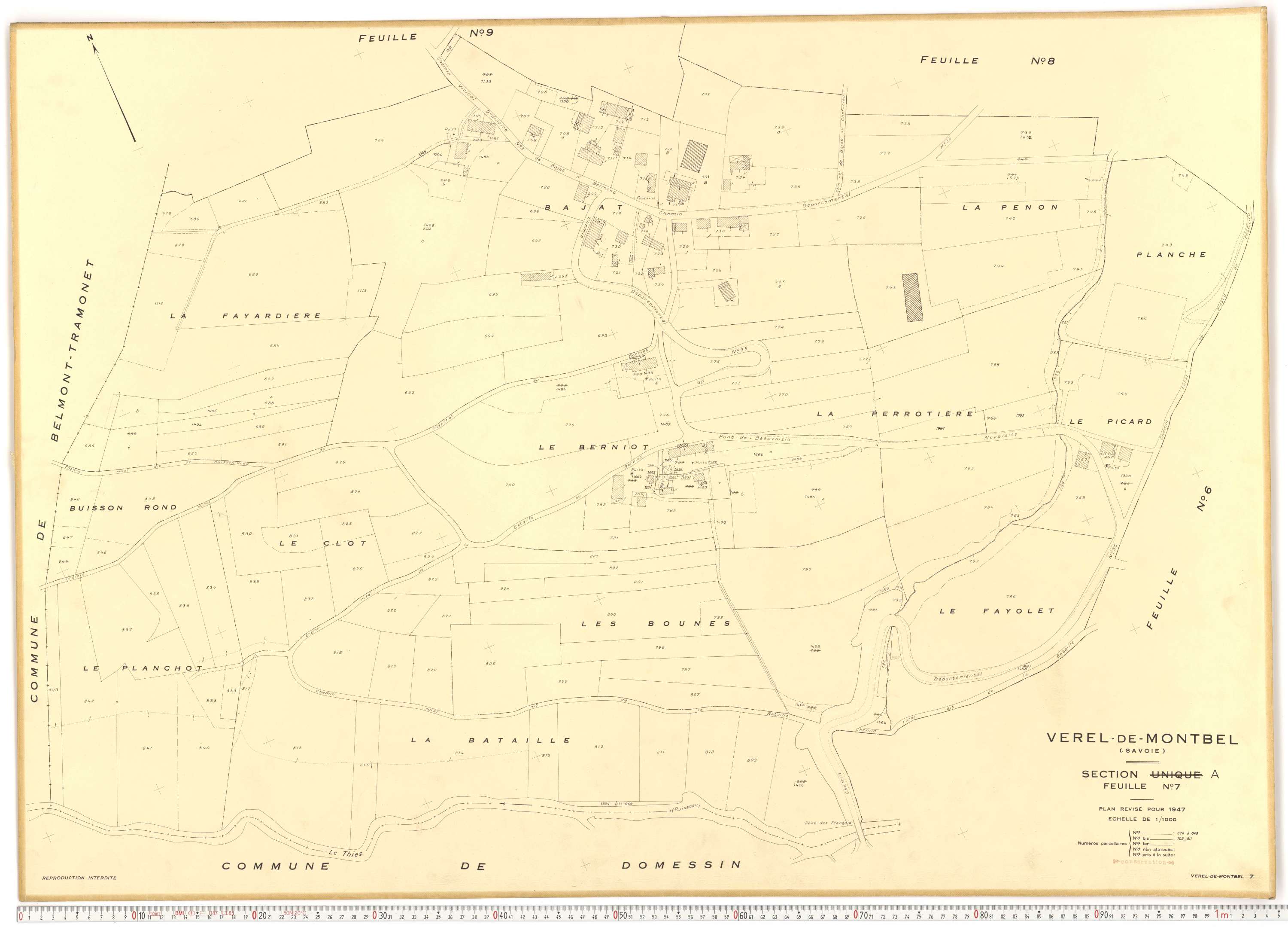 Verel-de-Montbel - Plans cadastraux du cadastre rénové.