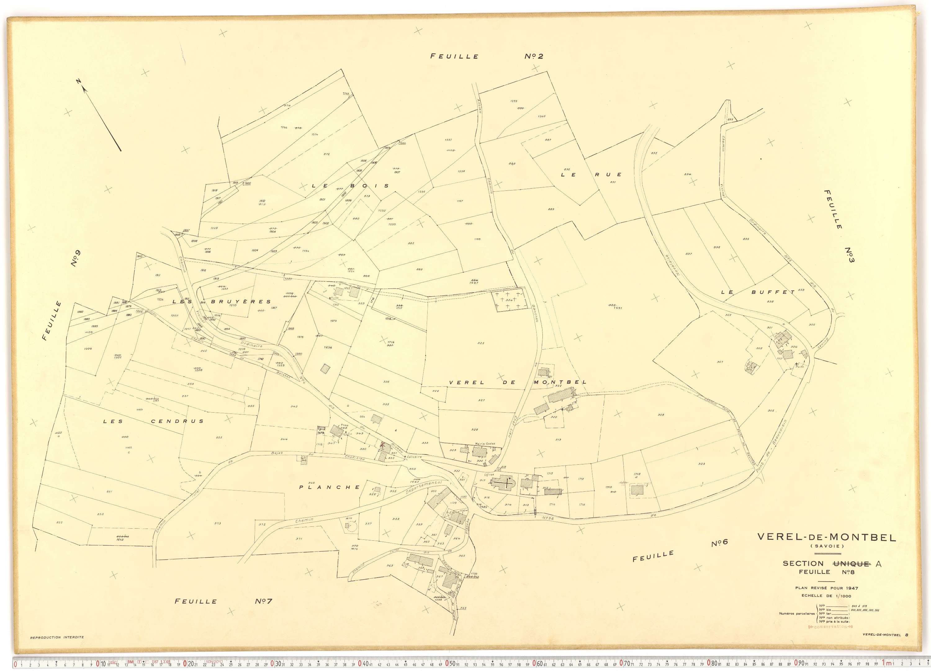 Verel-de-Montbel - Plans cadastraux du cadastre rénové.