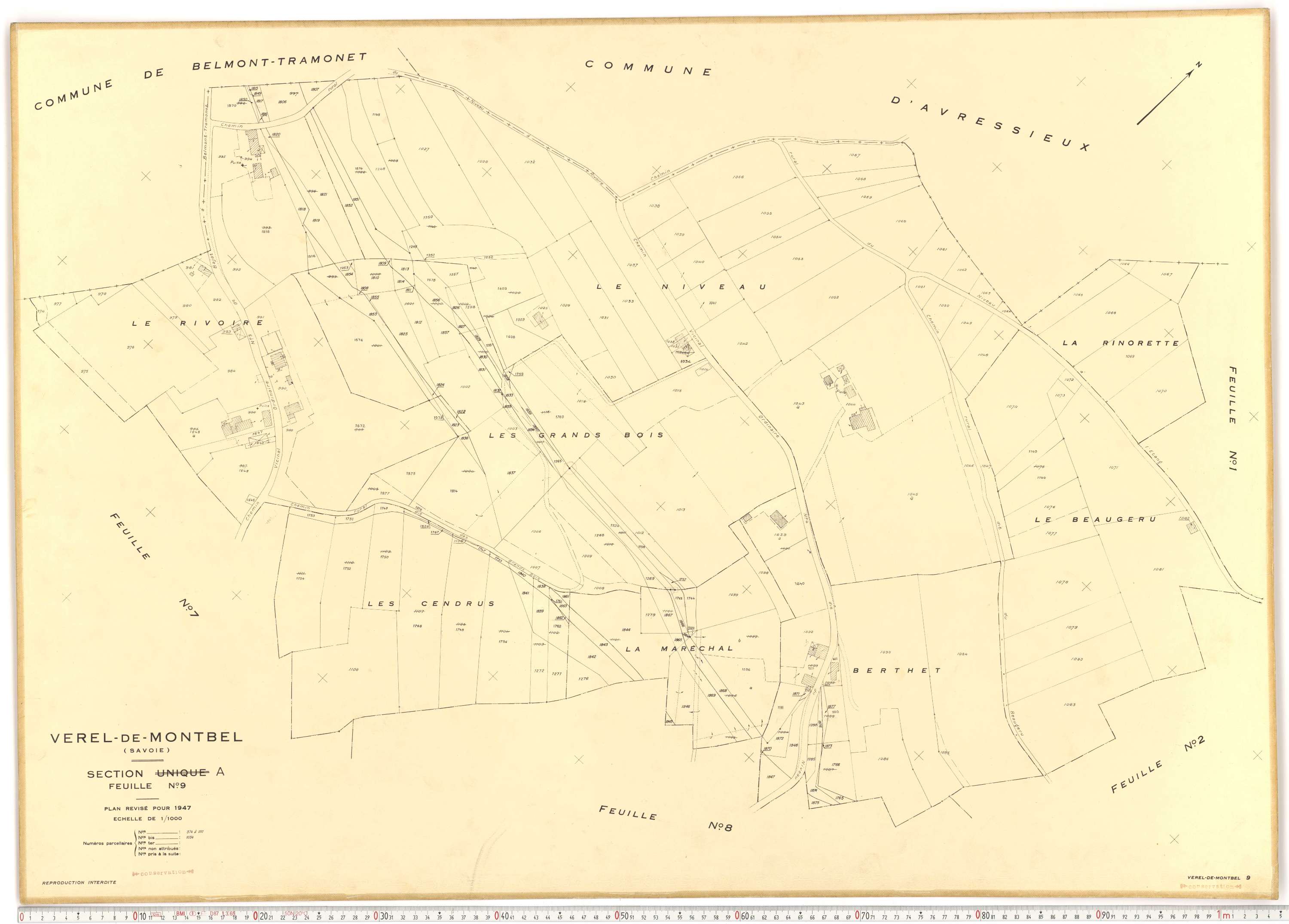 Verel-de-Montbel - Plans cadastraux du cadastre rénové.