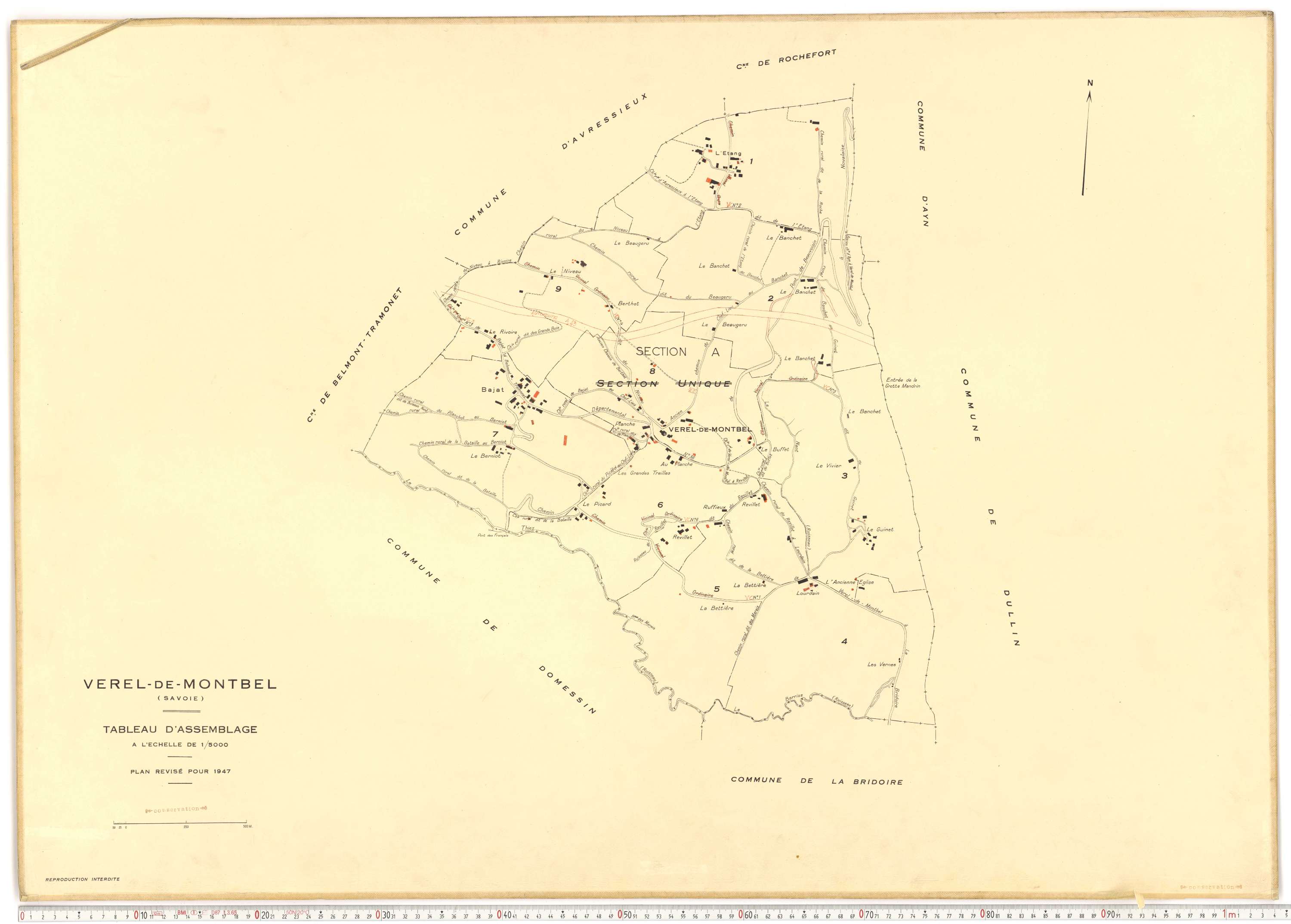 Verel-de-Montbel - Plans cadastraux du cadastre rénové.