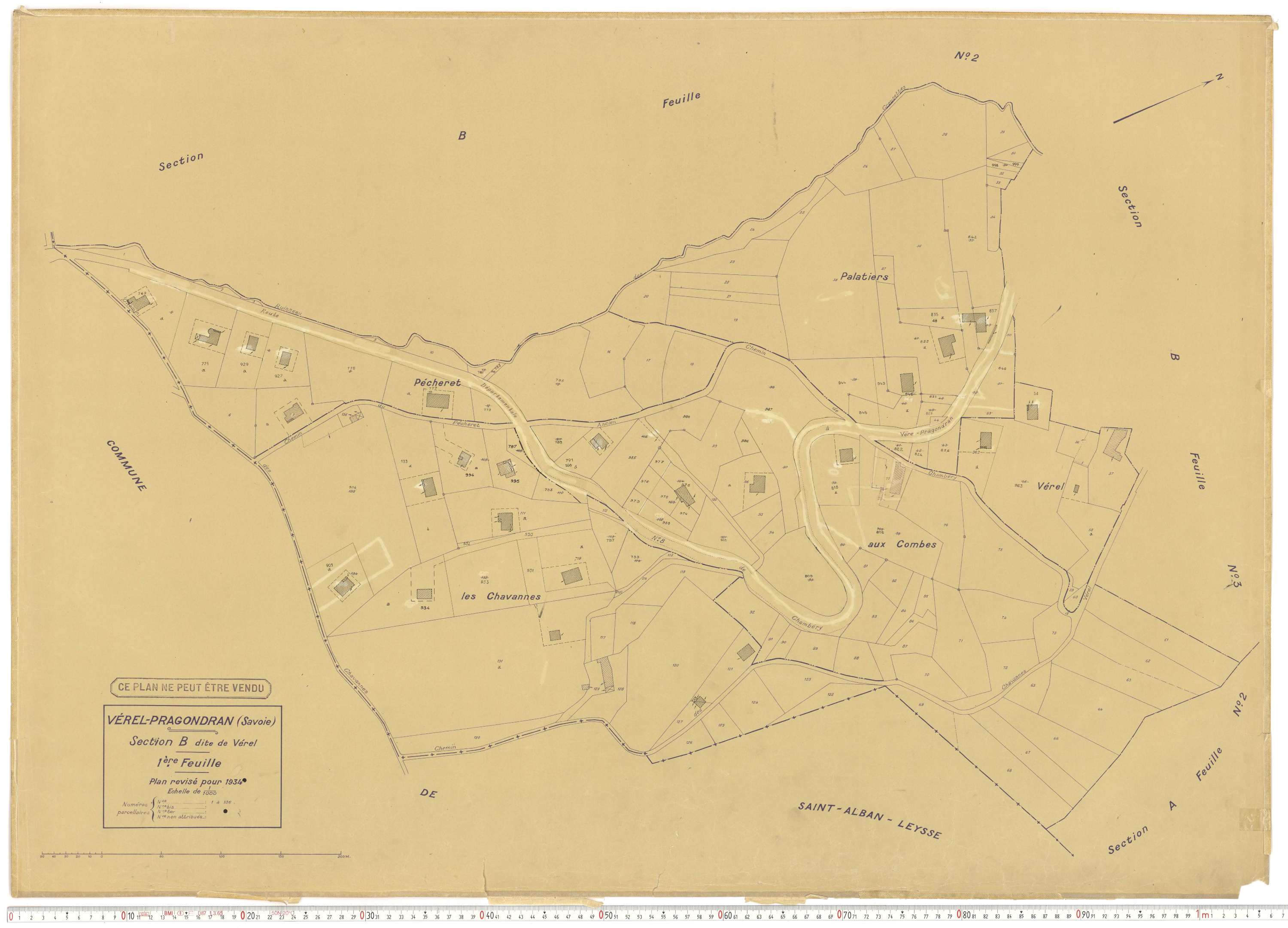 Verel-Pragondran - Plans cadastraux du cadastre rénové.