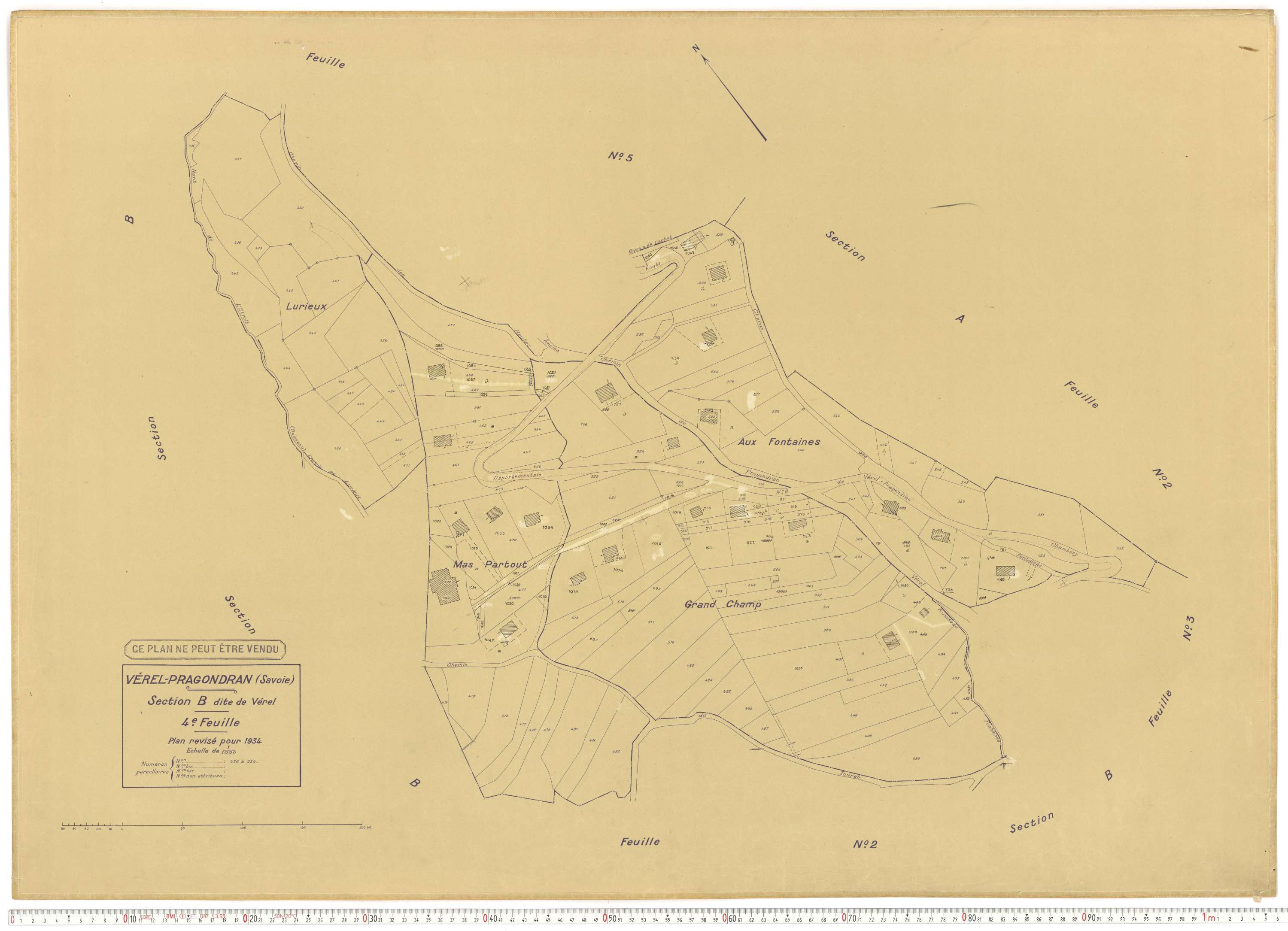Verel-Pragondran - Plans cadastraux du cadastre rénové.