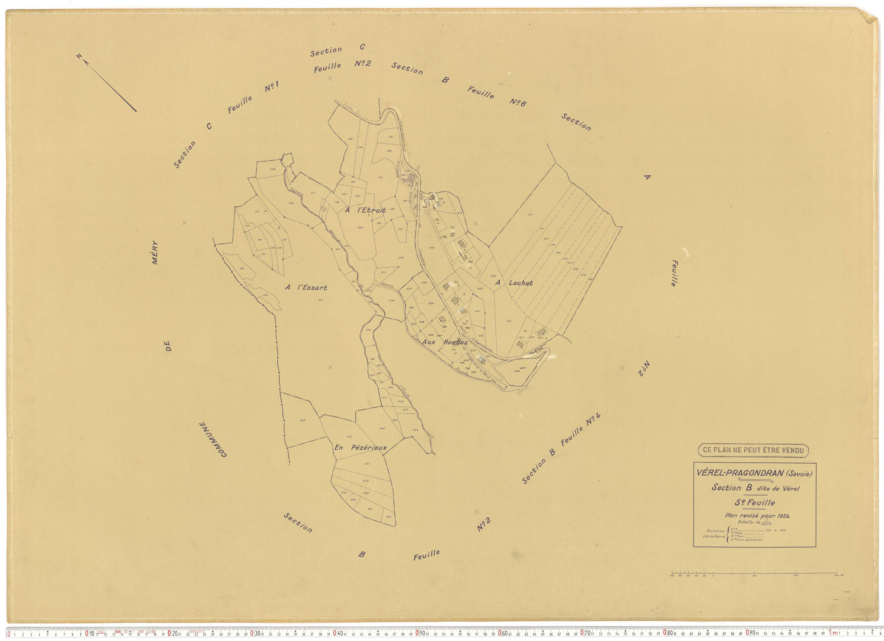 Verel-Pragondran - Plans cadastraux du cadastre rénové.