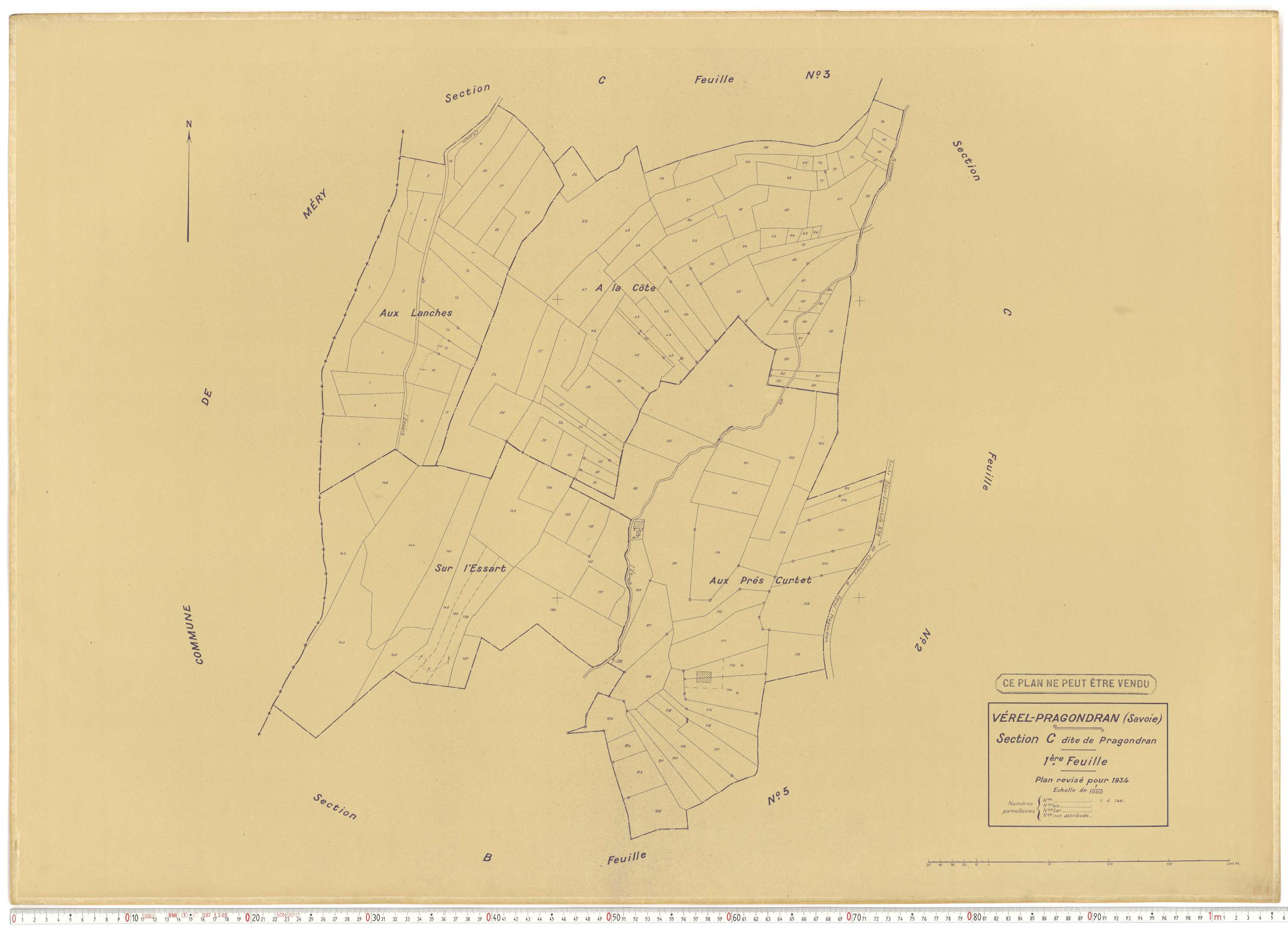 Verel-Pragondran - Plans cadastraux du cadastre rénové.