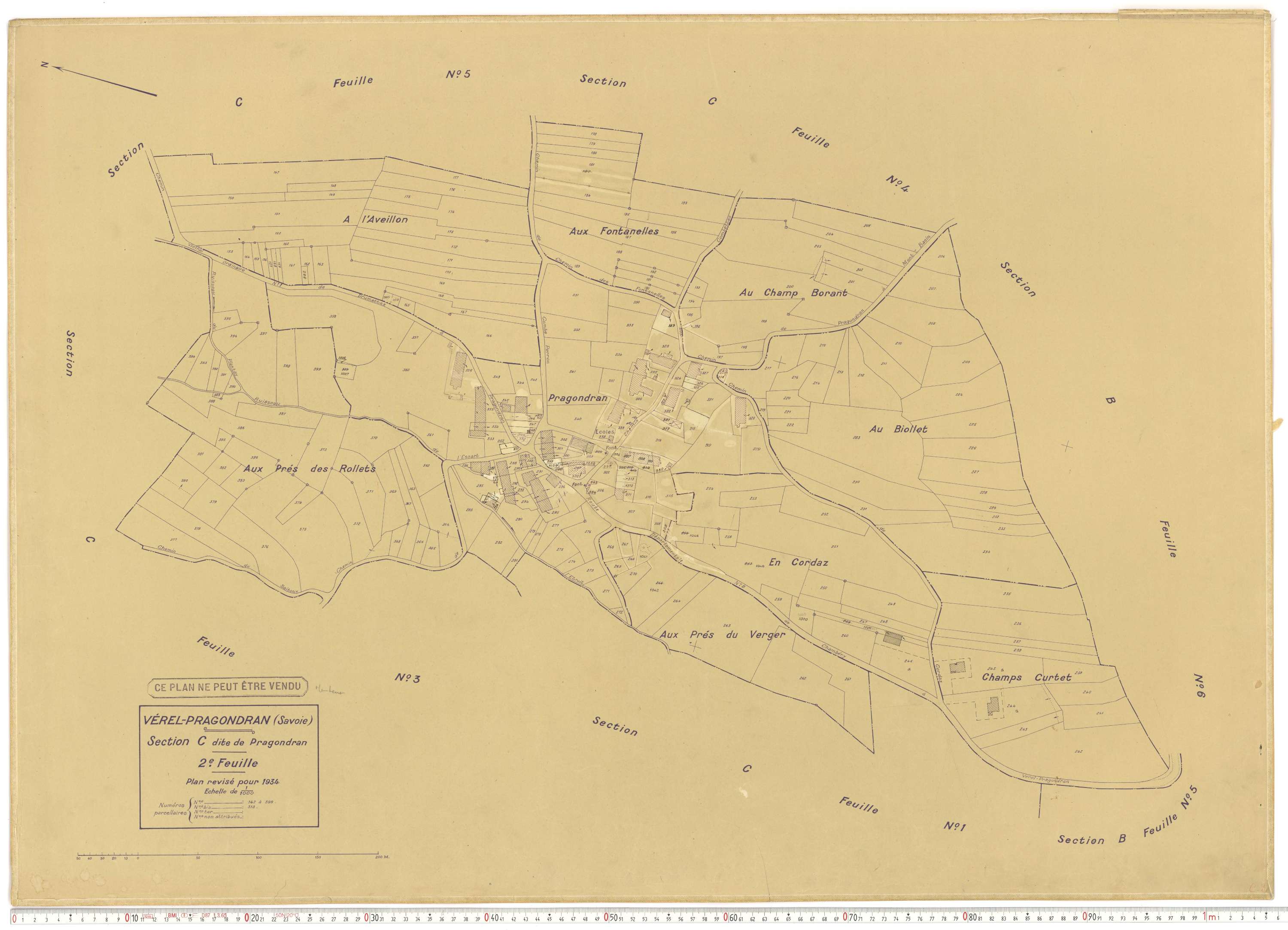 Verel-Pragondran - Plans cadastraux du cadastre rénové.