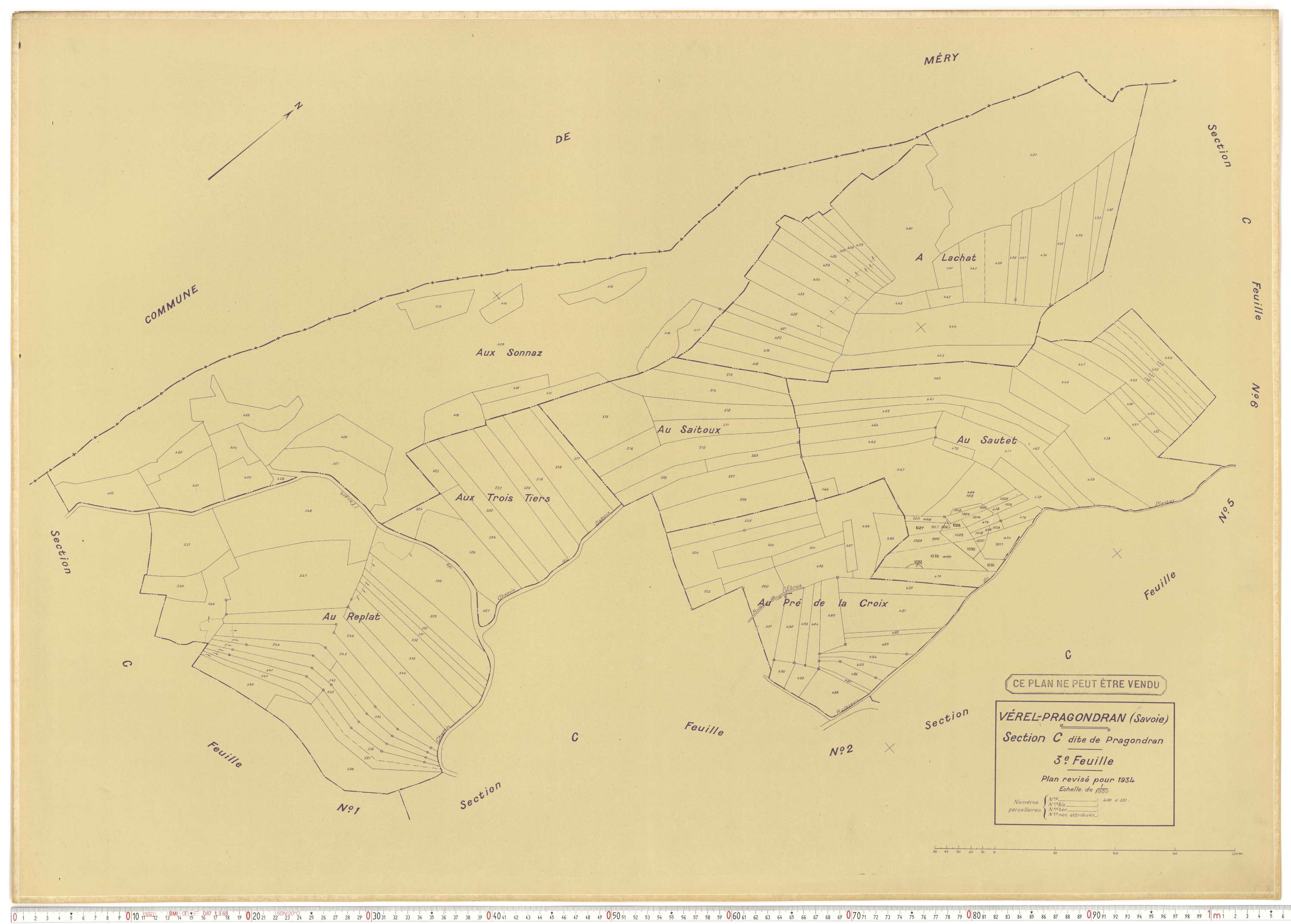 Verel-Pragondran - Plans cadastraux du cadastre rénové.
