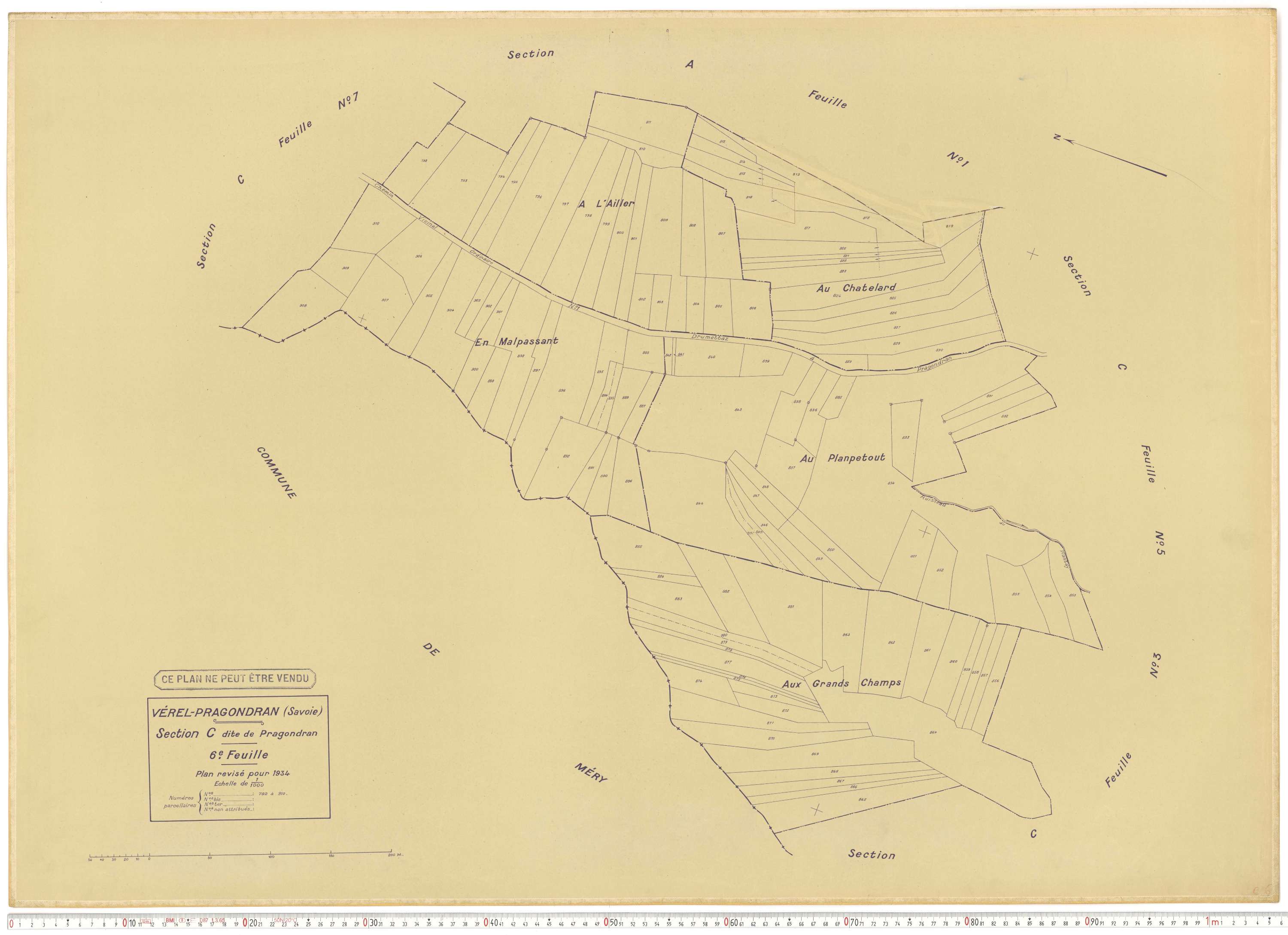 Verel-Pragondran - Plans cadastraux du cadastre rénové.