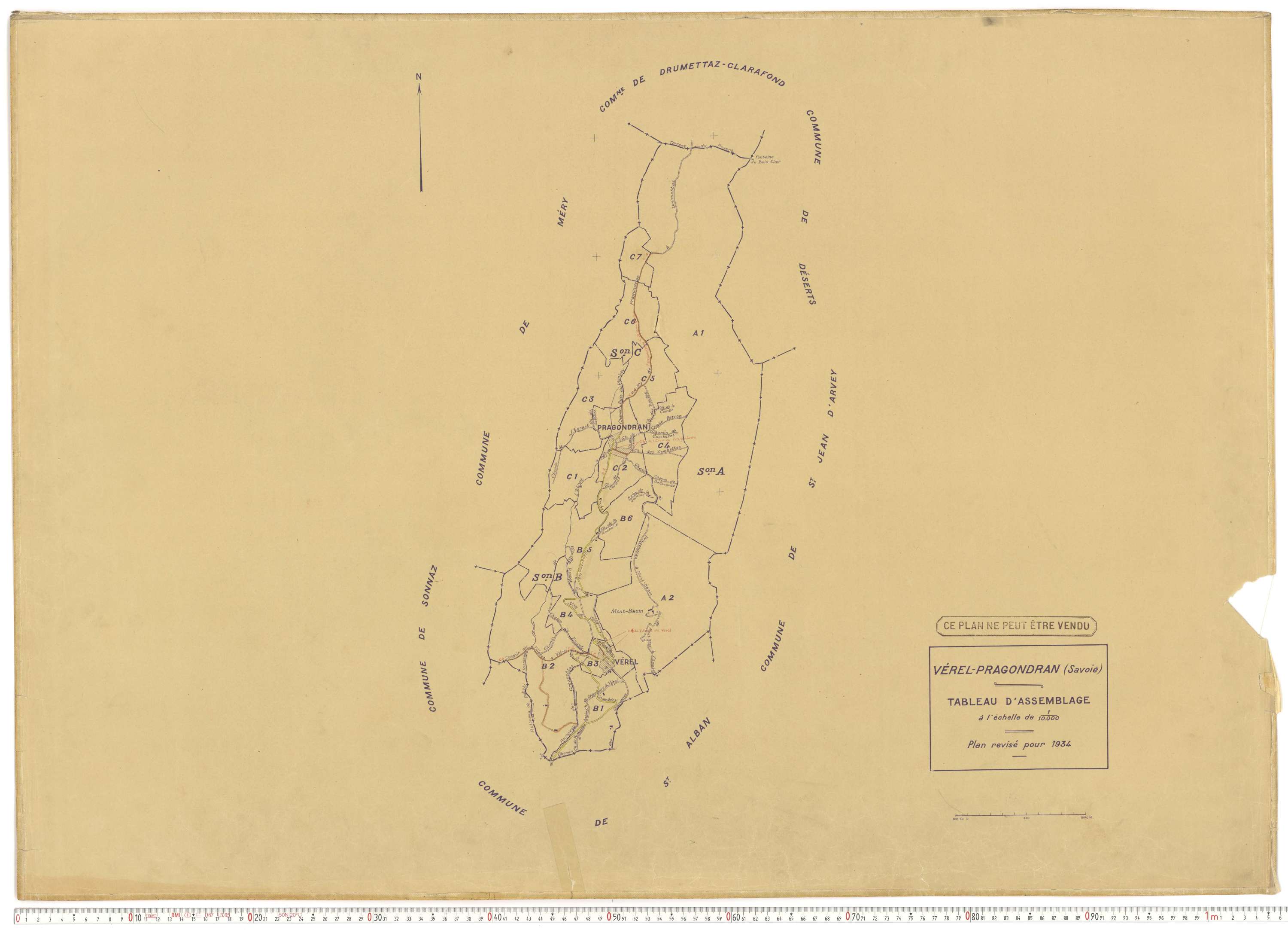 Verel-Pragondran - Plans cadastraux du cadastre rénové.