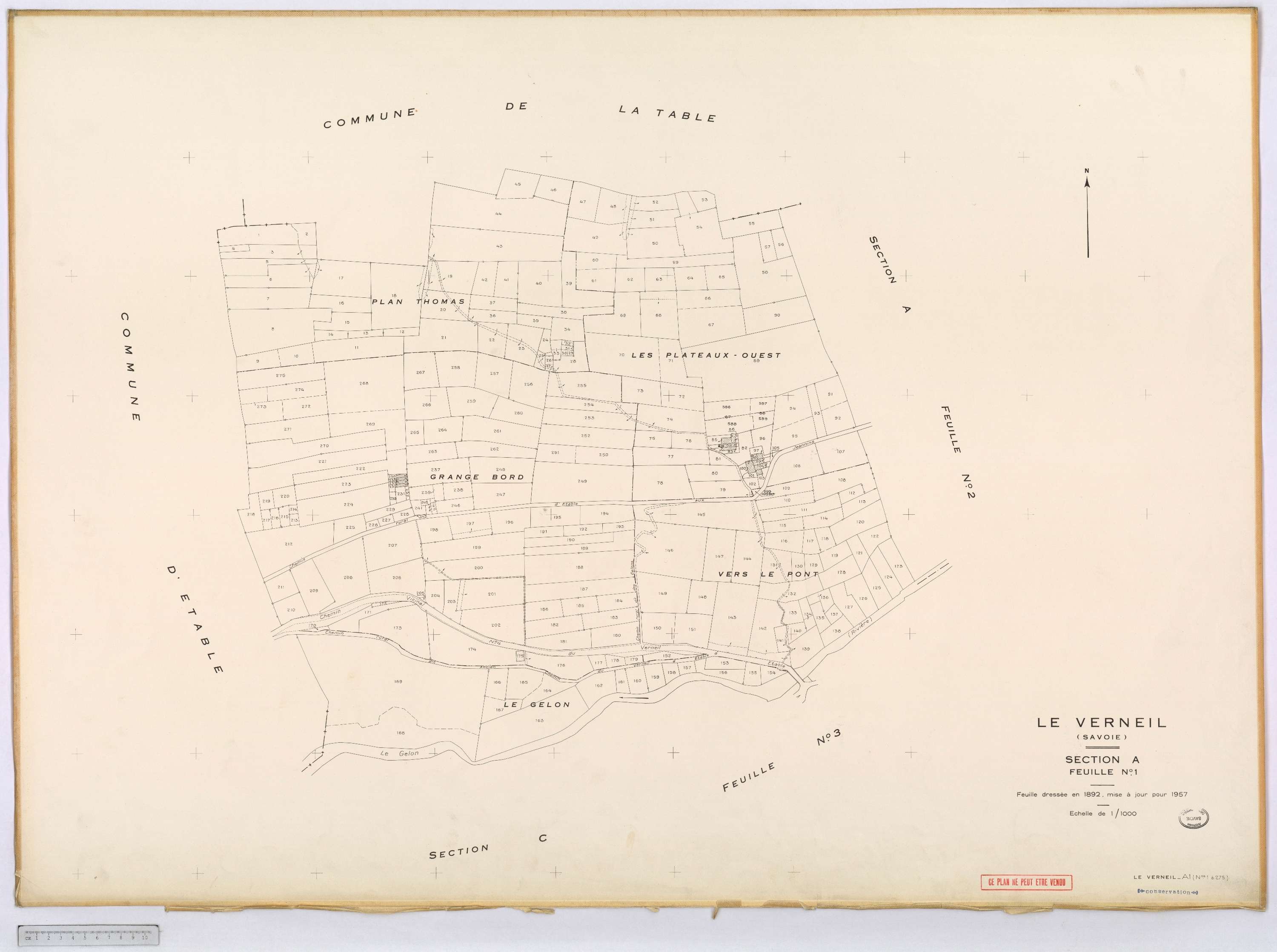 Le Verneil - Cadastre rénové, version définitive (1957).