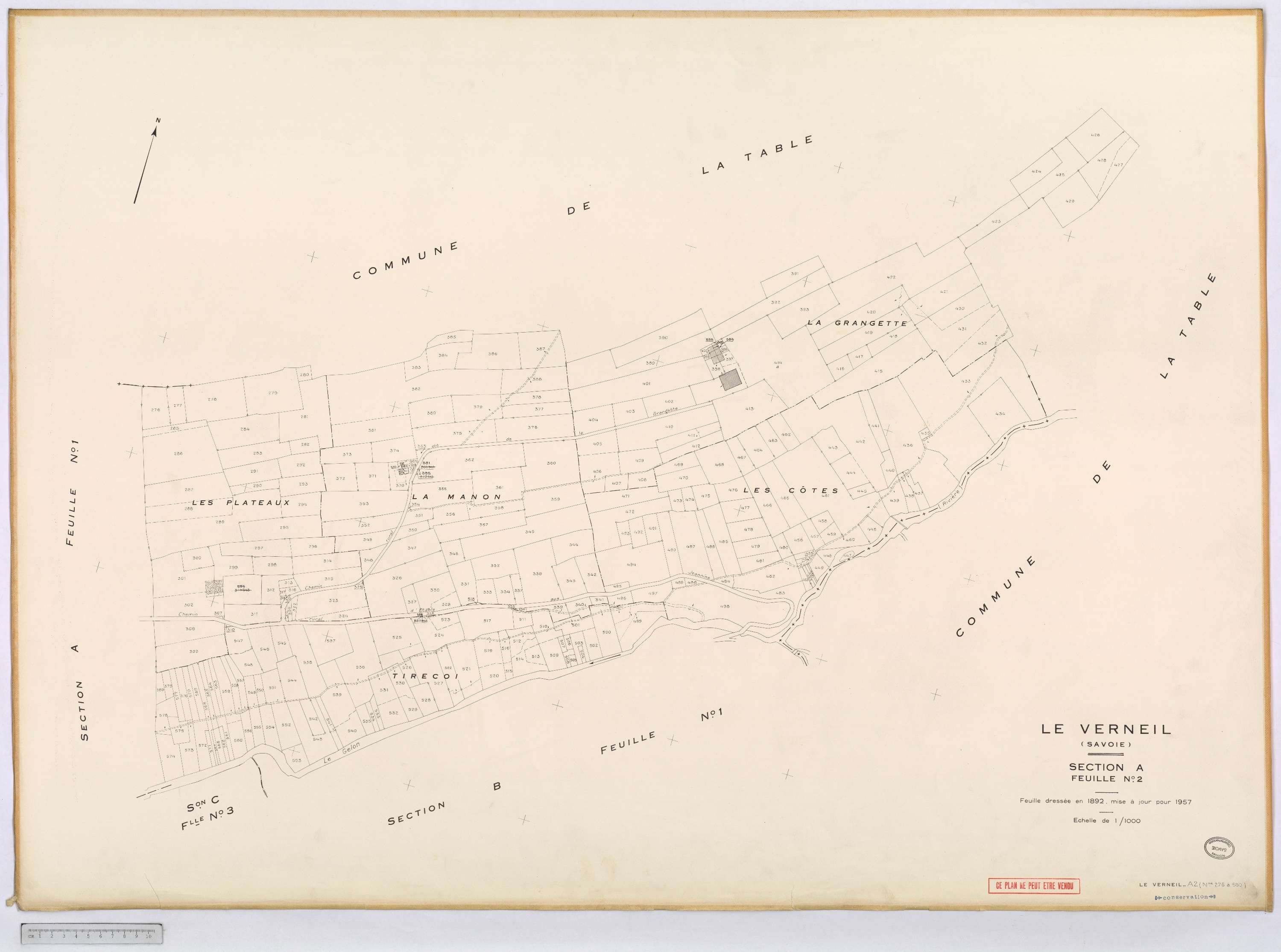 Le Verneil - Cadastre rénové, version définitive (1957).