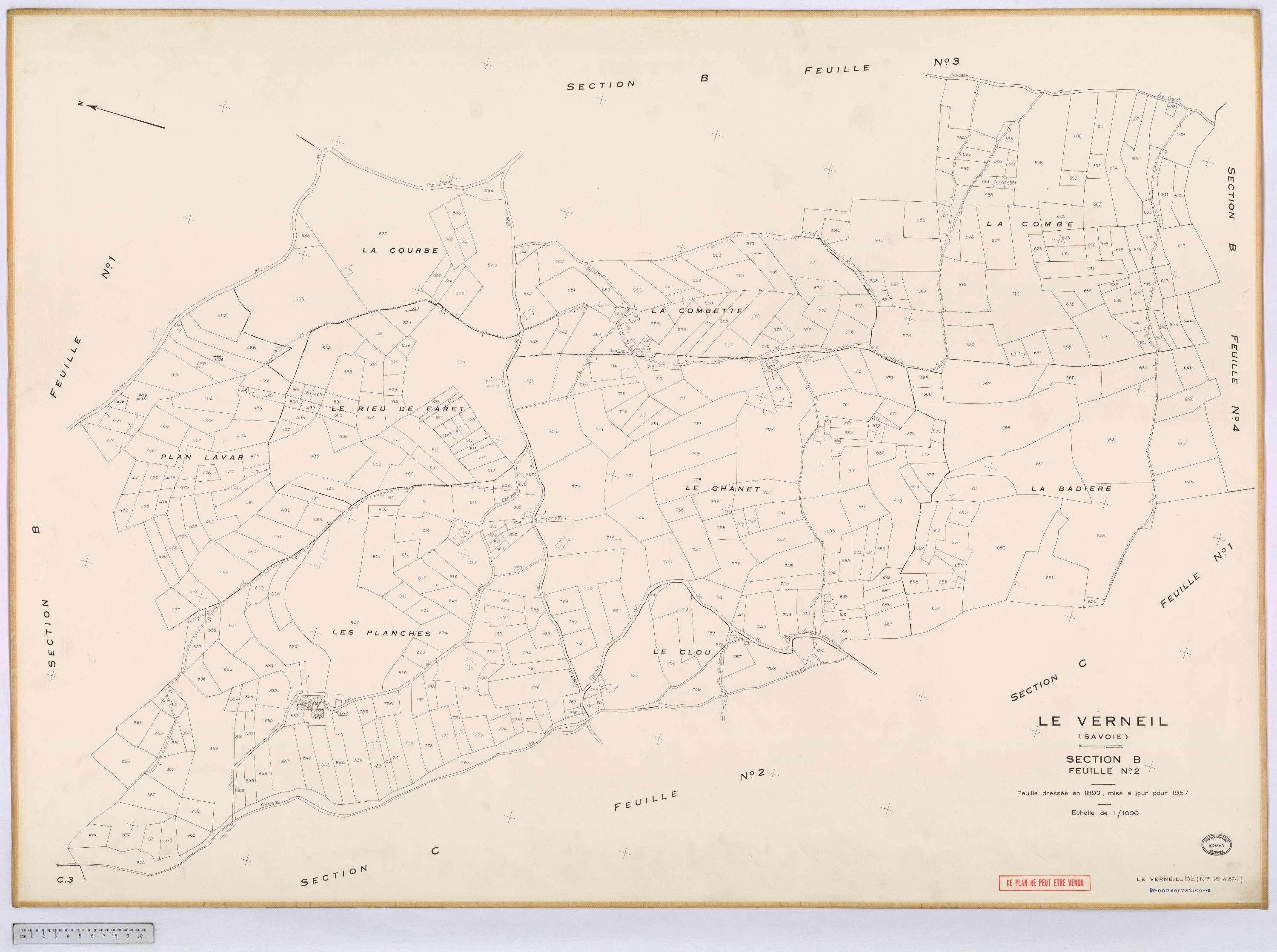Le Verneil - Cadastre rénové, version définitive (1957).