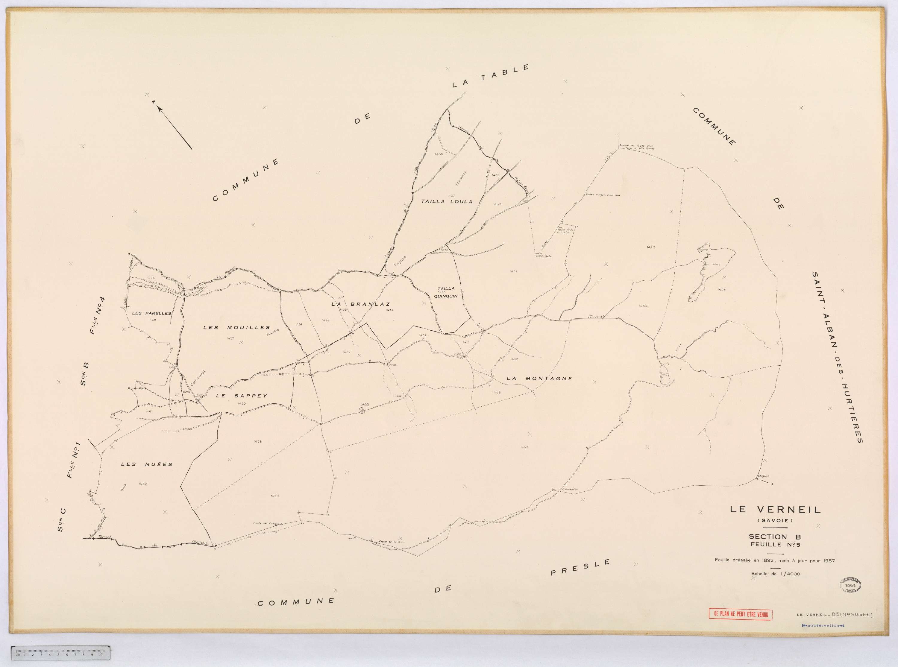 Le Verneil - Cadastre rénové, version définitive (1957).