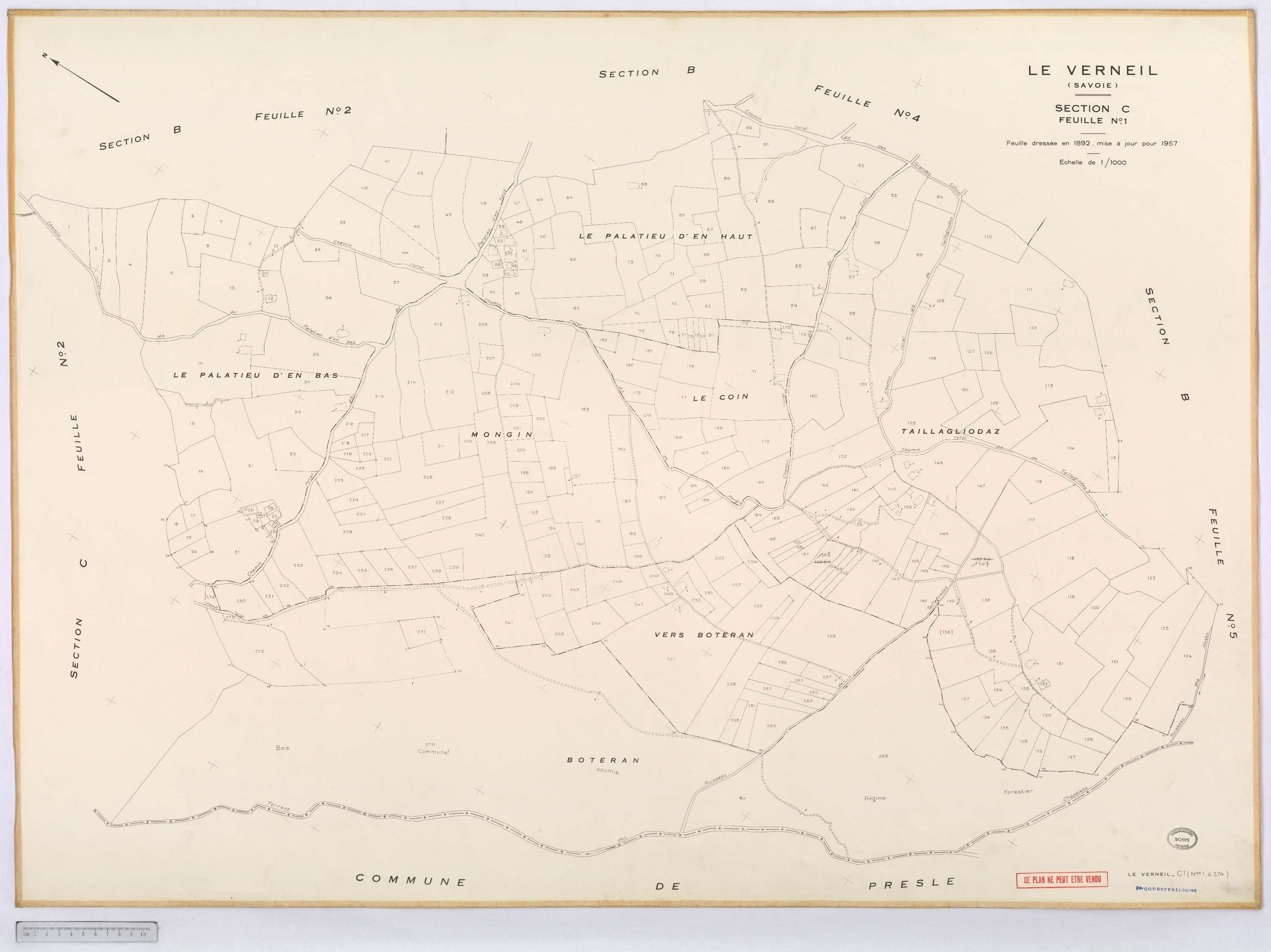 Le Verneil - Cadastre rénové, version définitive (1957).