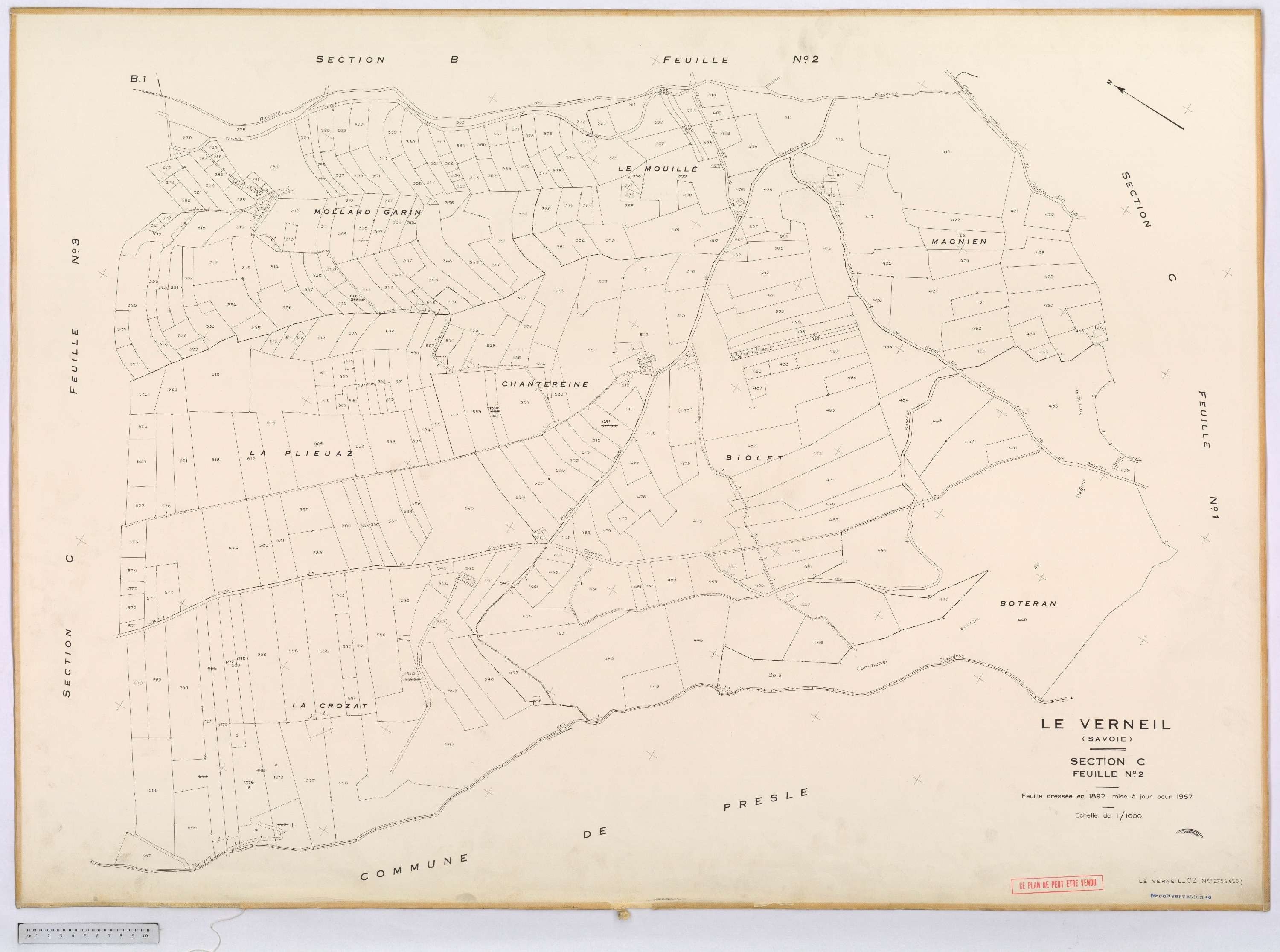 Le Verneil - Cadastre rénové, version définitive (1957).