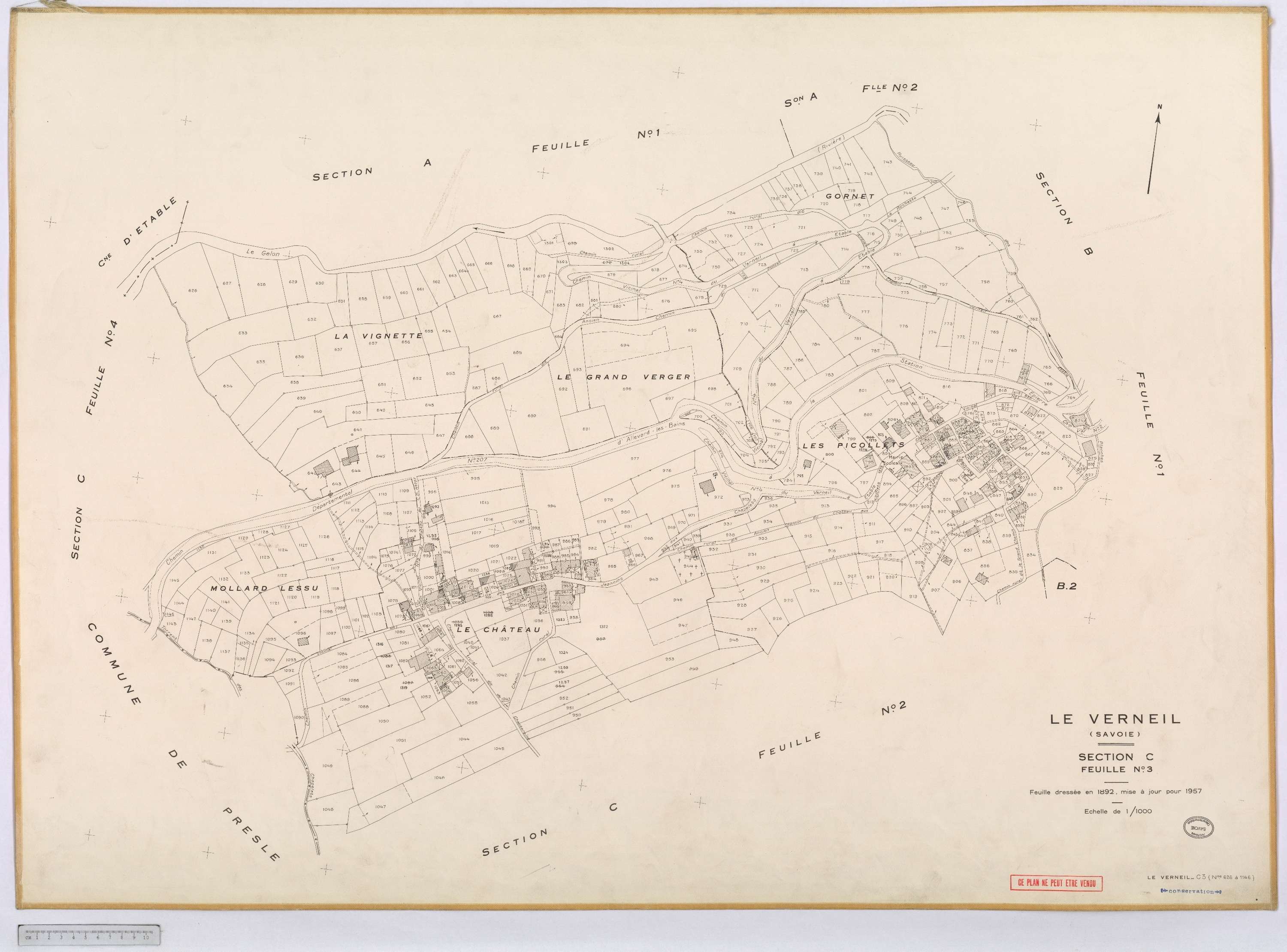 Le Verneil - Cadastre rénové, version définitive (1957).