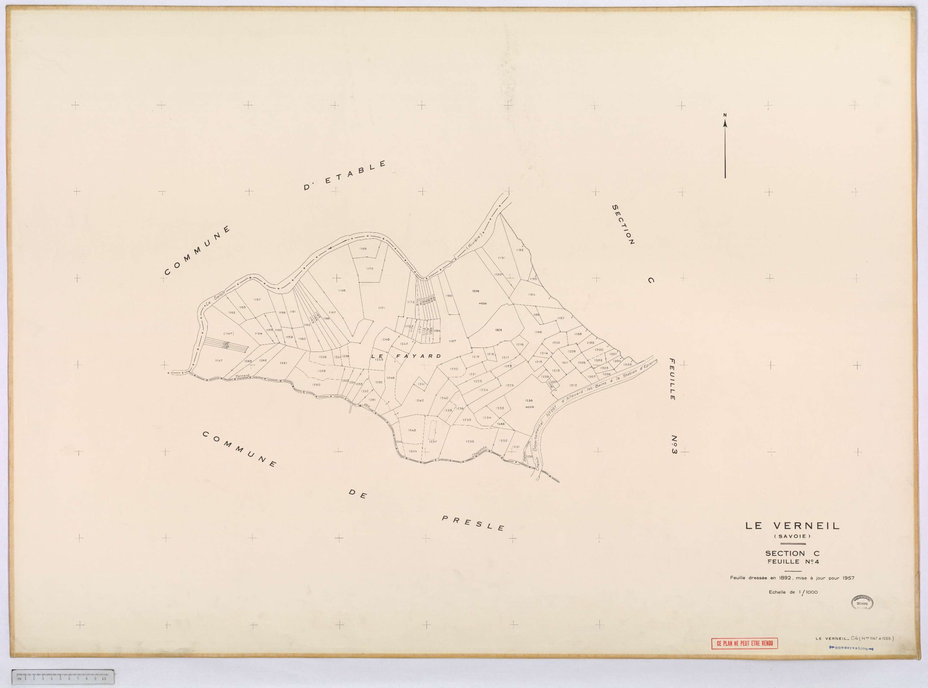 Le Verneil - Cadastre rénové, version définitive (1957).