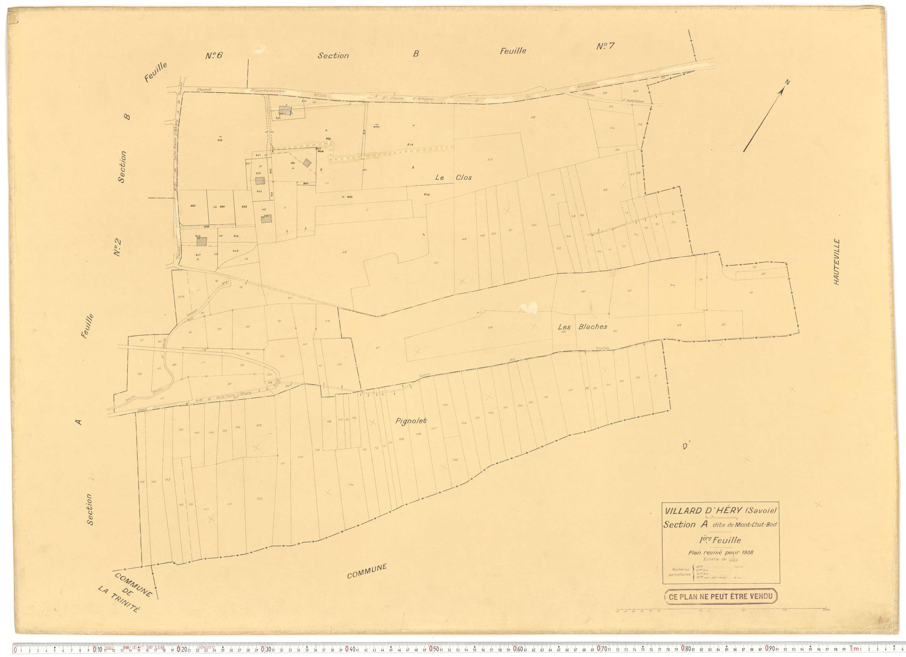 Villard-d'Héry - Plans cadastraux du cadastre rénové.