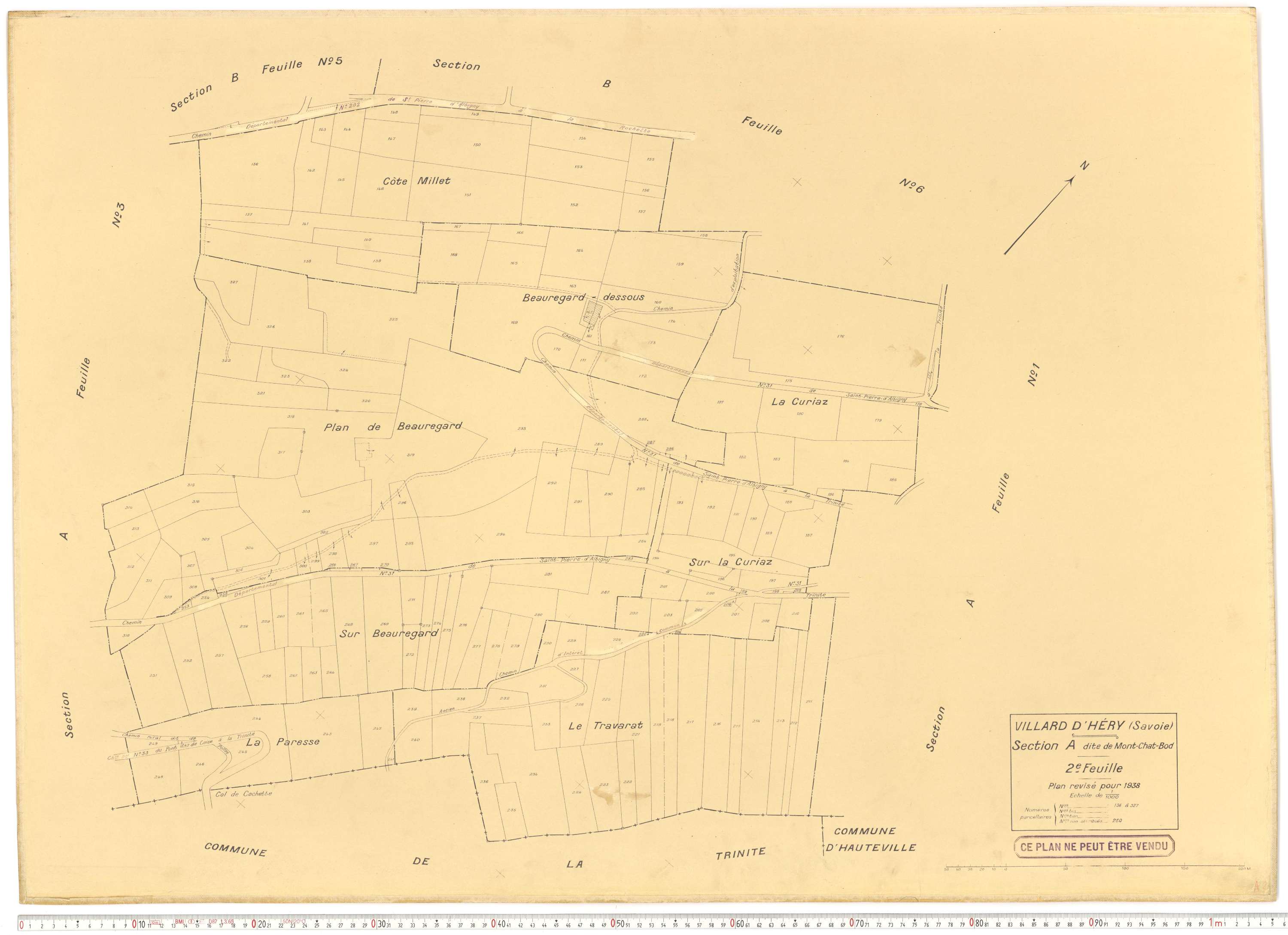 Villard-d'Héry - Plans cadastraux du cadastre rénové.